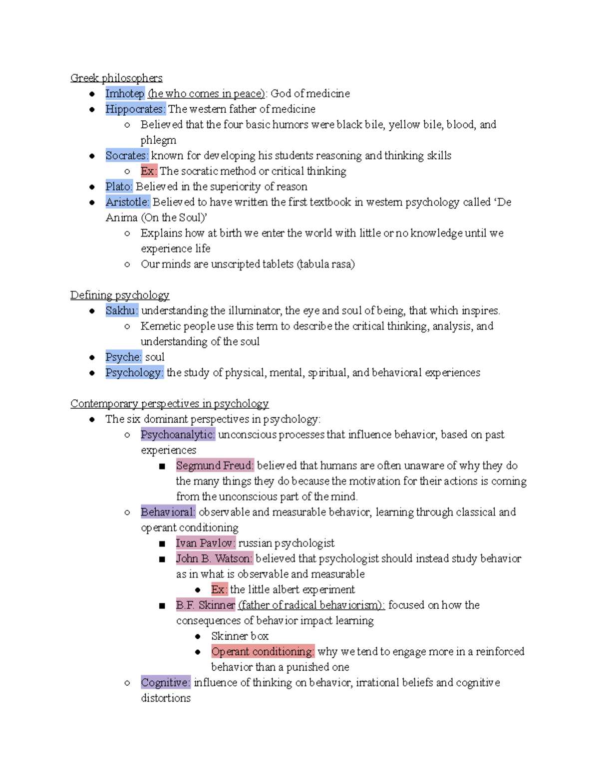 Chapter 1 notes - Greek philosophers Imhotep (he who comes in peace ...