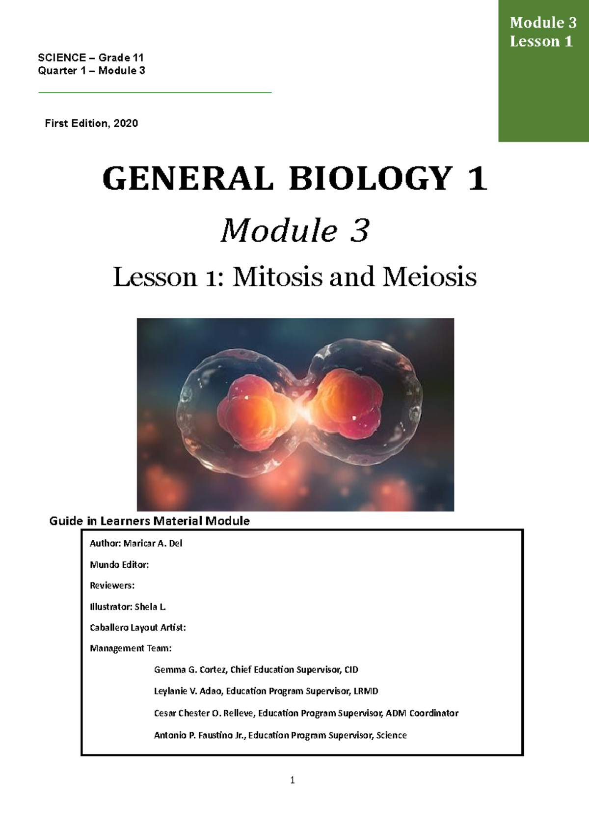 Module-3 - Module - 1 Module 3 Lesson 1 SCIENCE – Grade 11 Quarter 1 ...