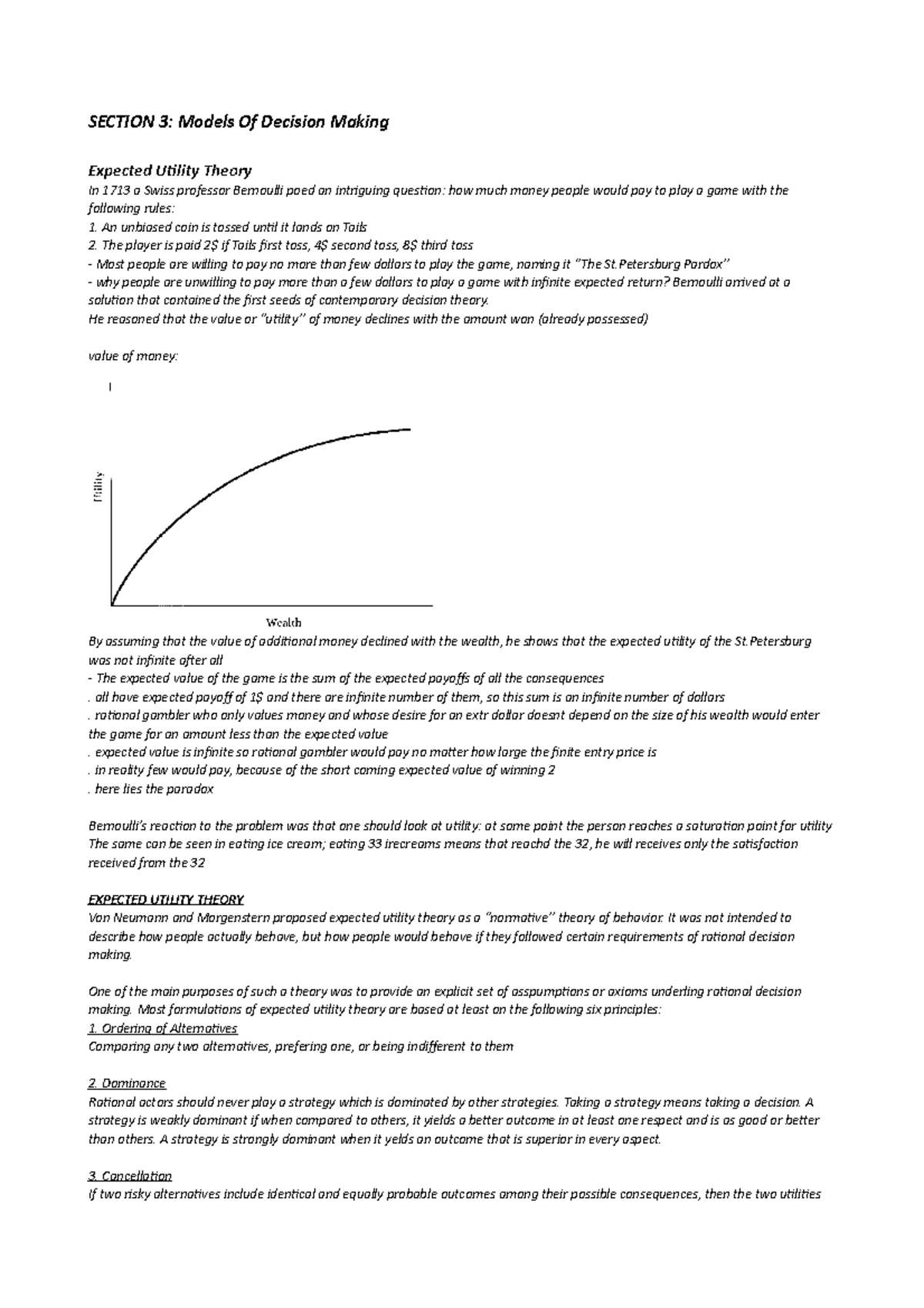 Models of Decision Making - Expected Utility Theory - An unbiased coin ...