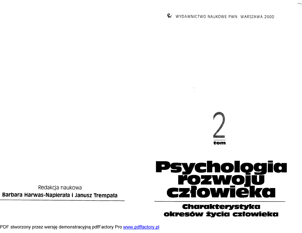 Harwas-Napierała Trempała Psychologia Rozwoju Czlowieka Tom 2 ...