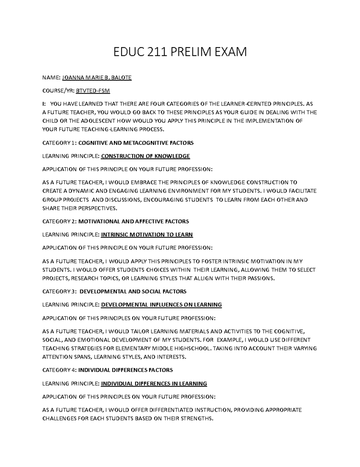 Educ 211 prelim - study well, anyways this work is not related to what ...