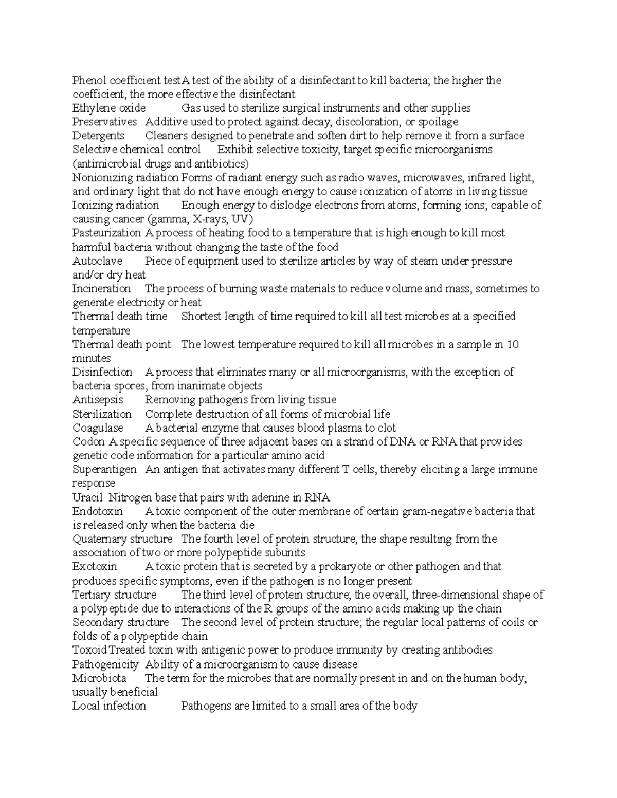 Microbiology Exam Three Vocab - Phenol coefficient testA test of the ...