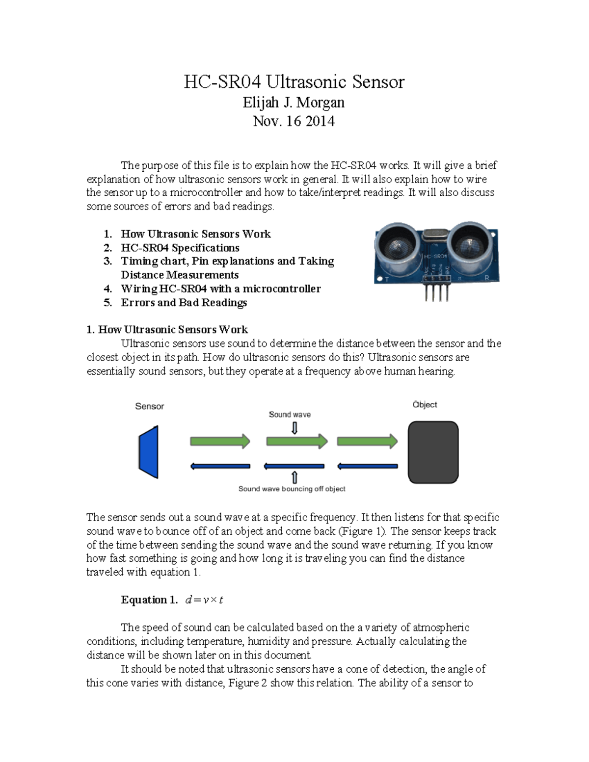 HC-SR04 - Datasheet HC-SR04 - HCSR04 Ultrasonic Sensor Elijah J. Morgan ...