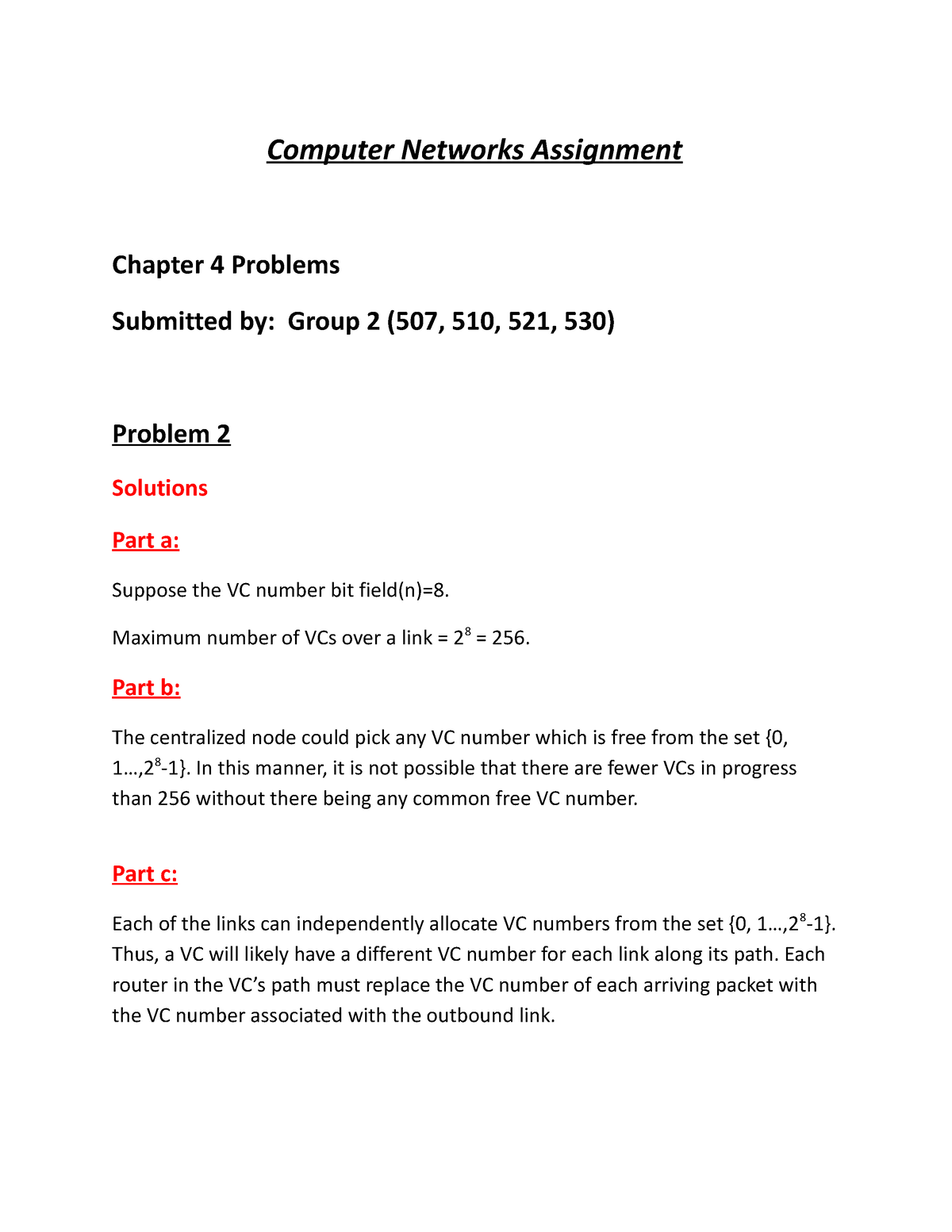 networks assignment problem