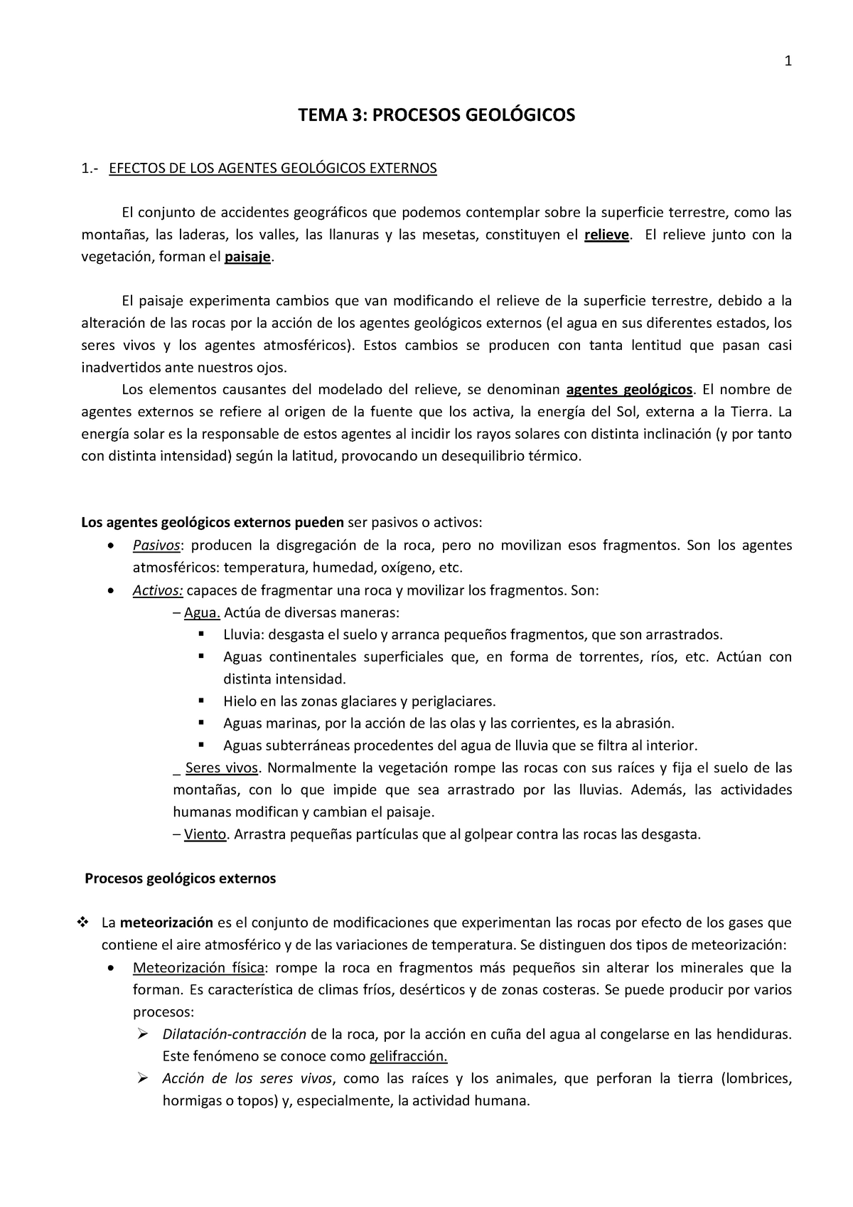 TEMA+3+ Procesos+ Geológicos - TEMA 3: PROCESOS GEOLÓGICOS 1.- EFECTOS ...