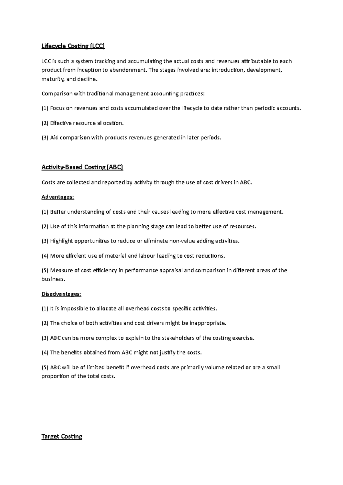 PM notes including full syllabus - Lifecycle Cosing (LCC) LCC is such a ...