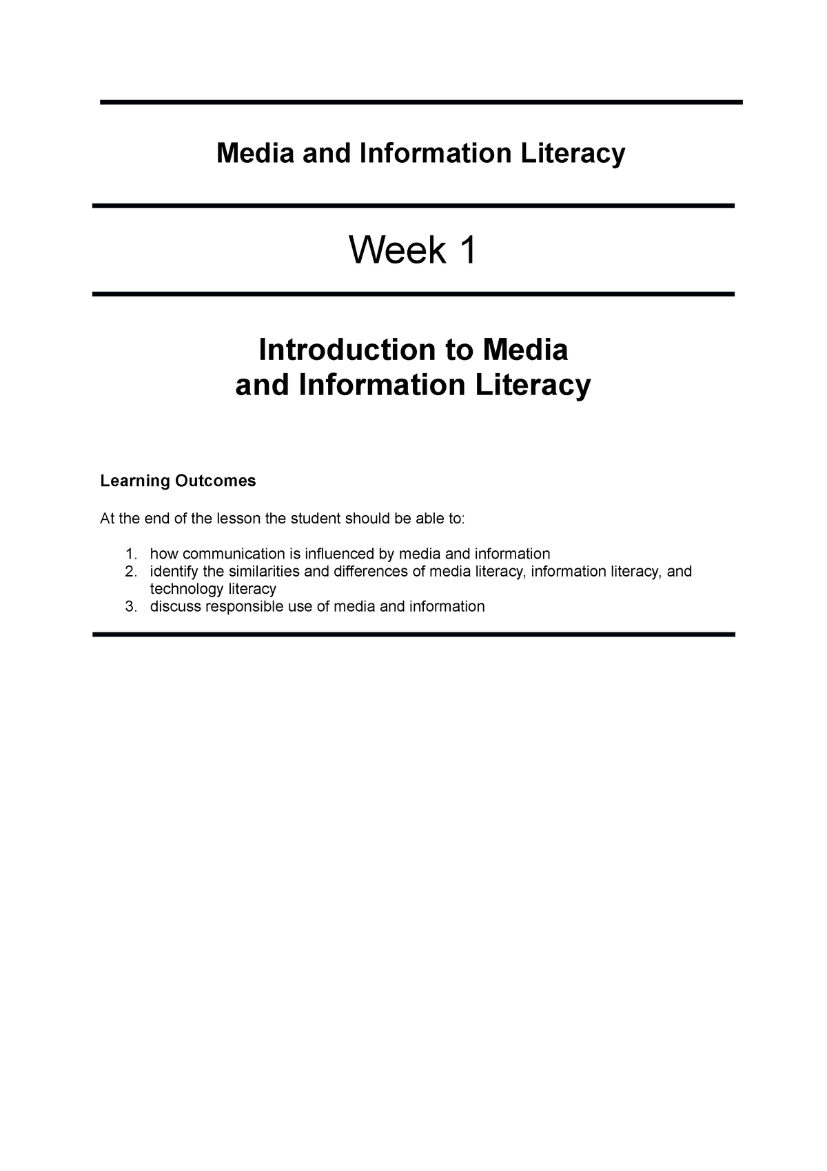 Introduction To Media And Information Literacy - Media And Information ...