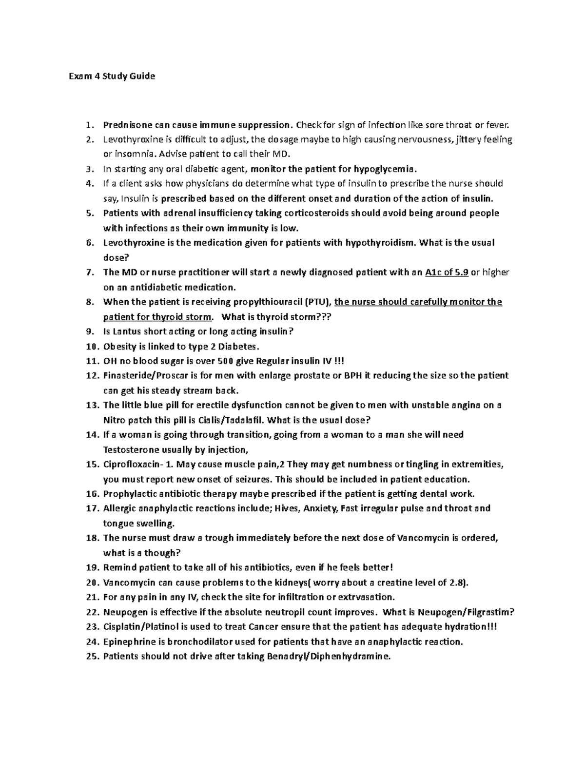 Fortis college nursing exam 4 for pharm - Exam 4 Study Guide Prednisone ...
