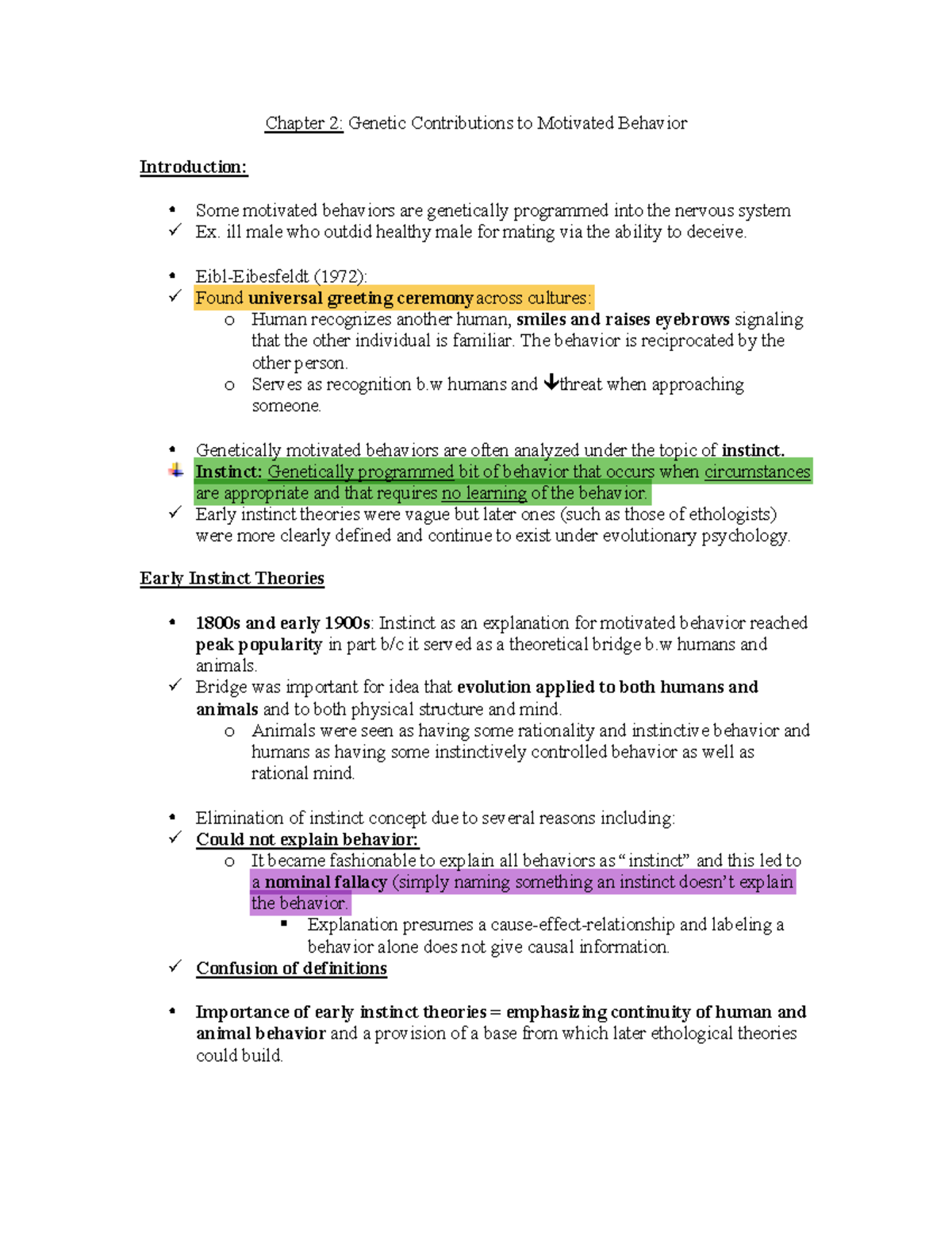 Chapter 2 Study Guide This Is A Very Detailed Note For An A Also The Notes Are Important To Pass Chapter Genetic Contributions To Motivated Behavior Studocu