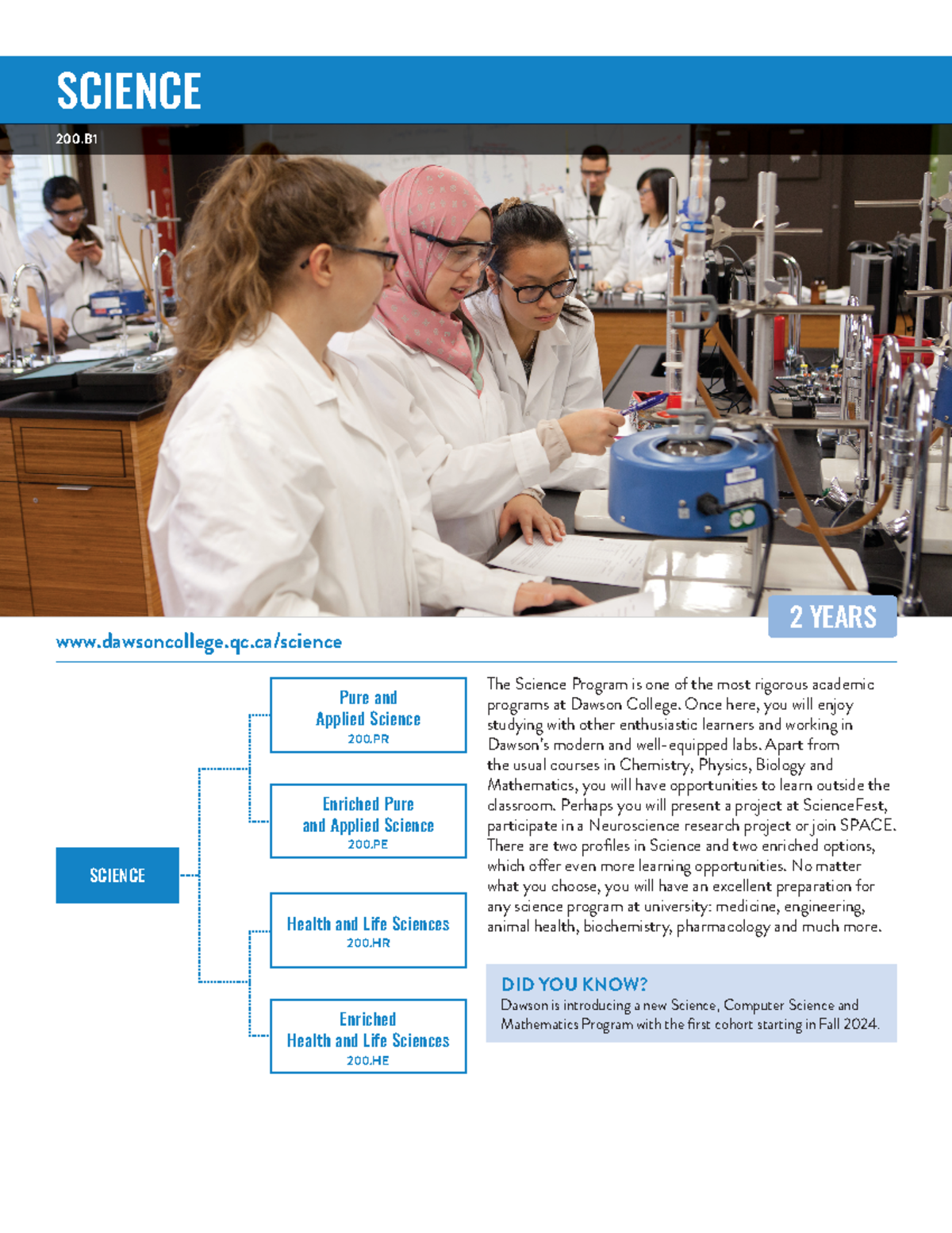 20230514 Dawson dwsn Viewbook 2024 info sheet science web - SCIENCE 200 ...