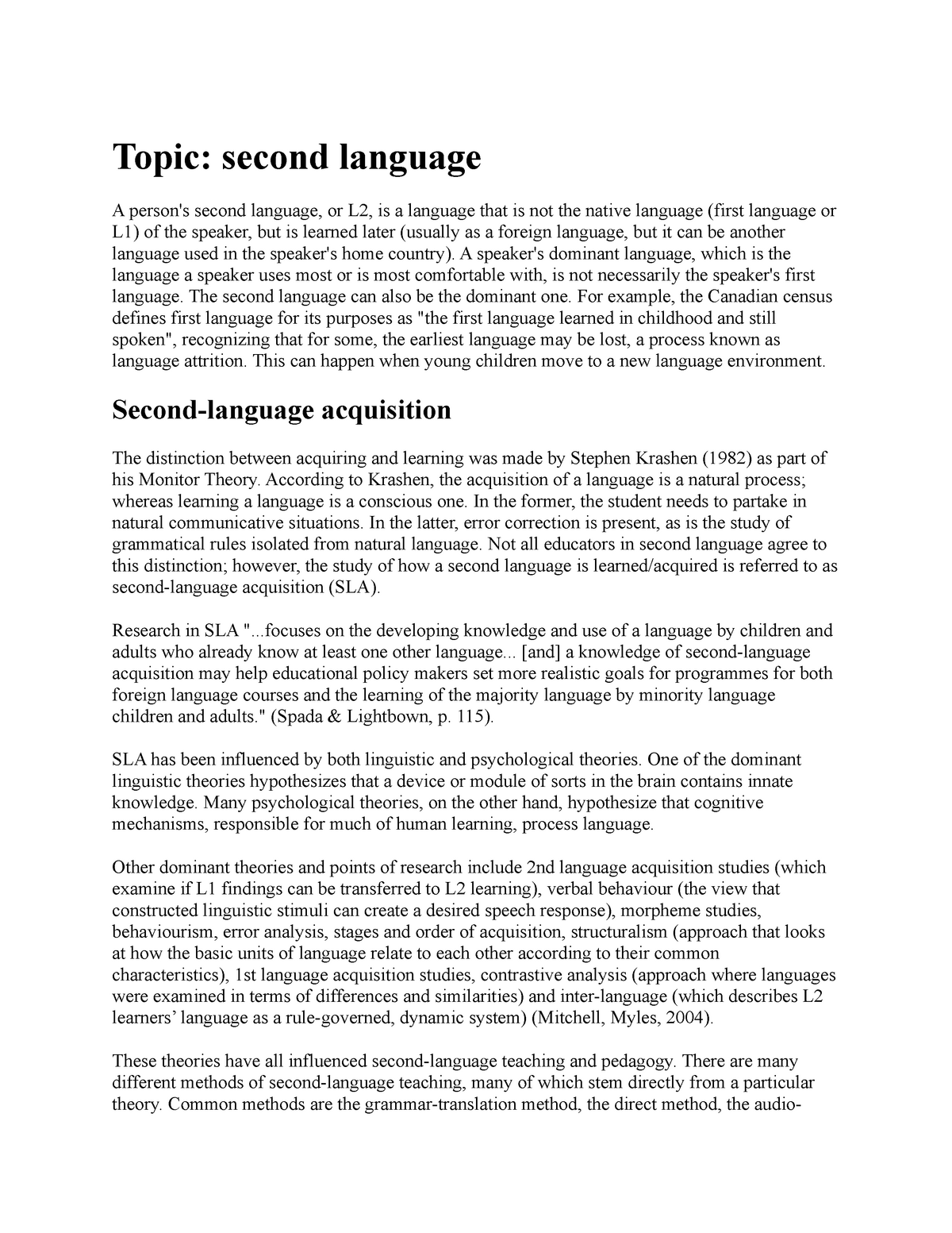 Second Language Essay Write Up Topic Second Language A Person s 