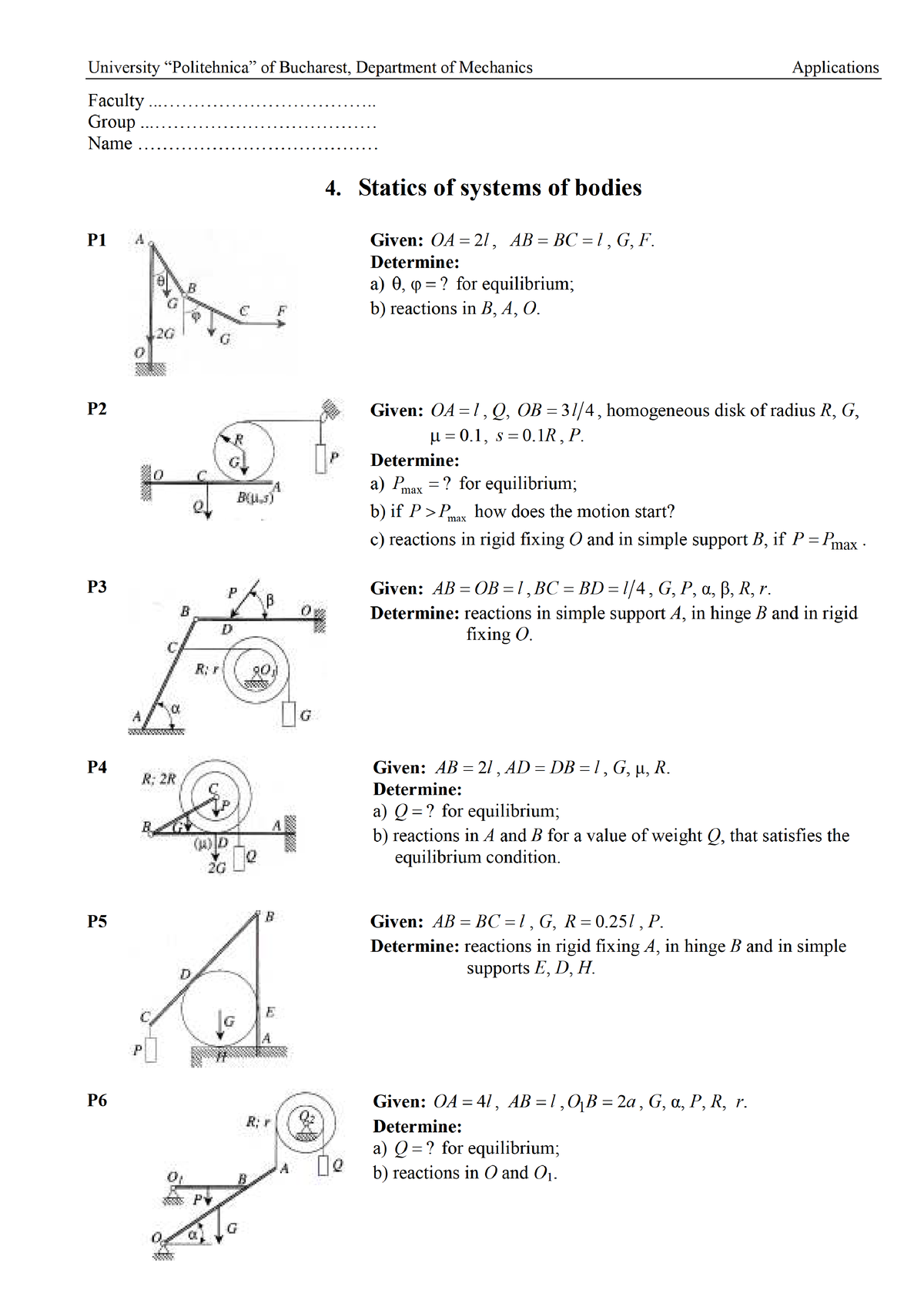 Statics Of Systems - Mechanic - Studocu