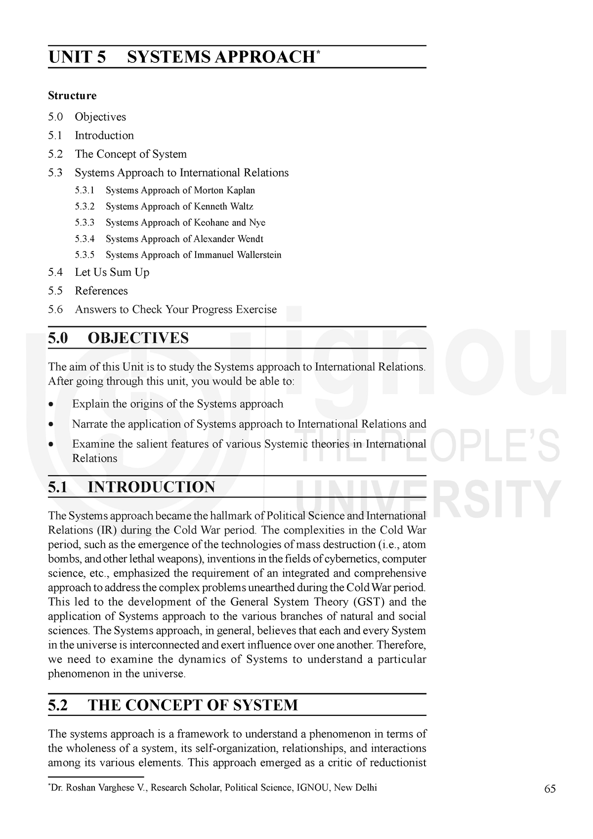 Unit-5 - Teacher is nil - Realism UNIT 5 SYSTEMS APPROACH* Structure 5 ...