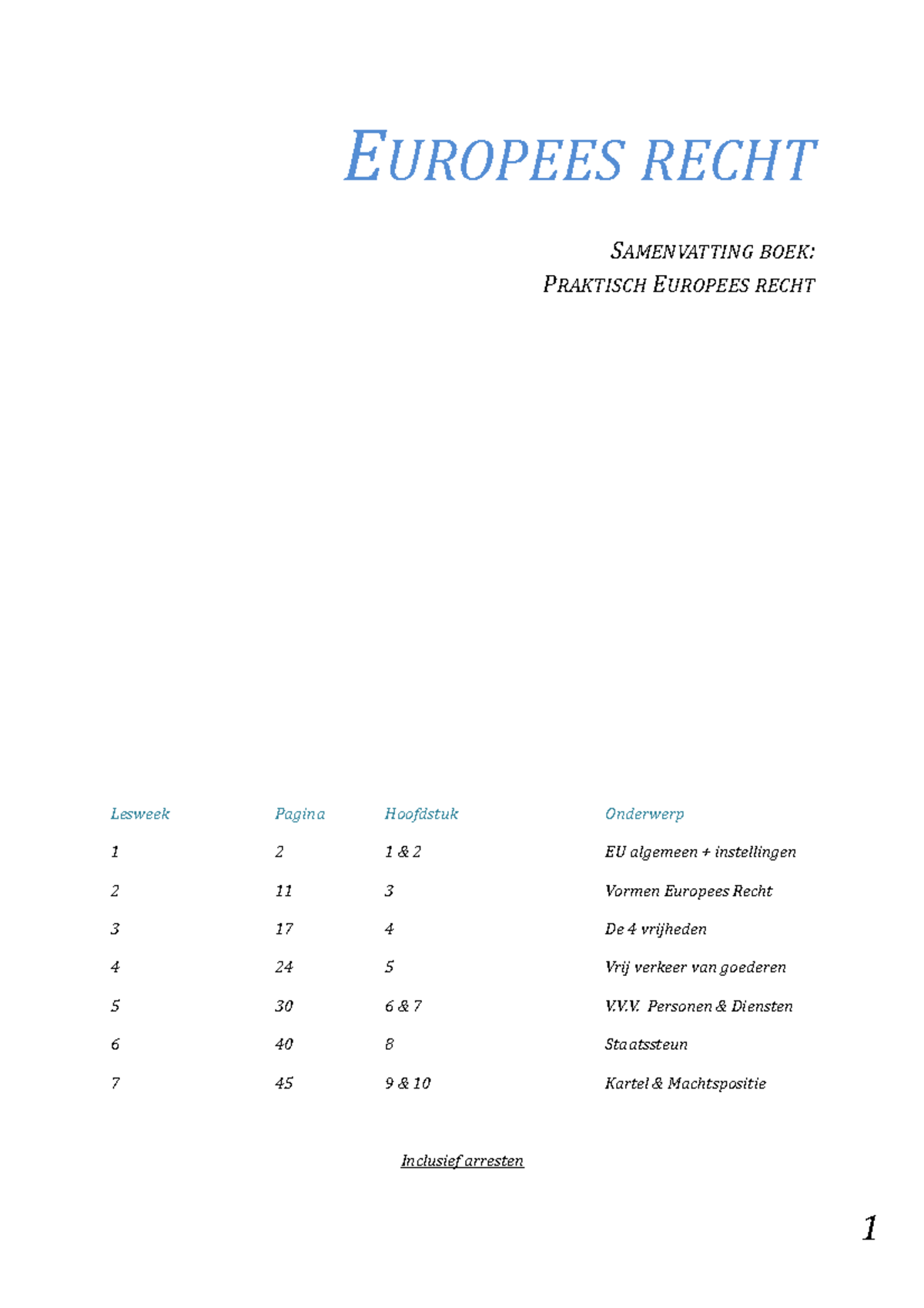 Europeesrecht Leerdoelen - EUROPEES RECHT SAMENVATTING BOEK: PRAKTISCH ...