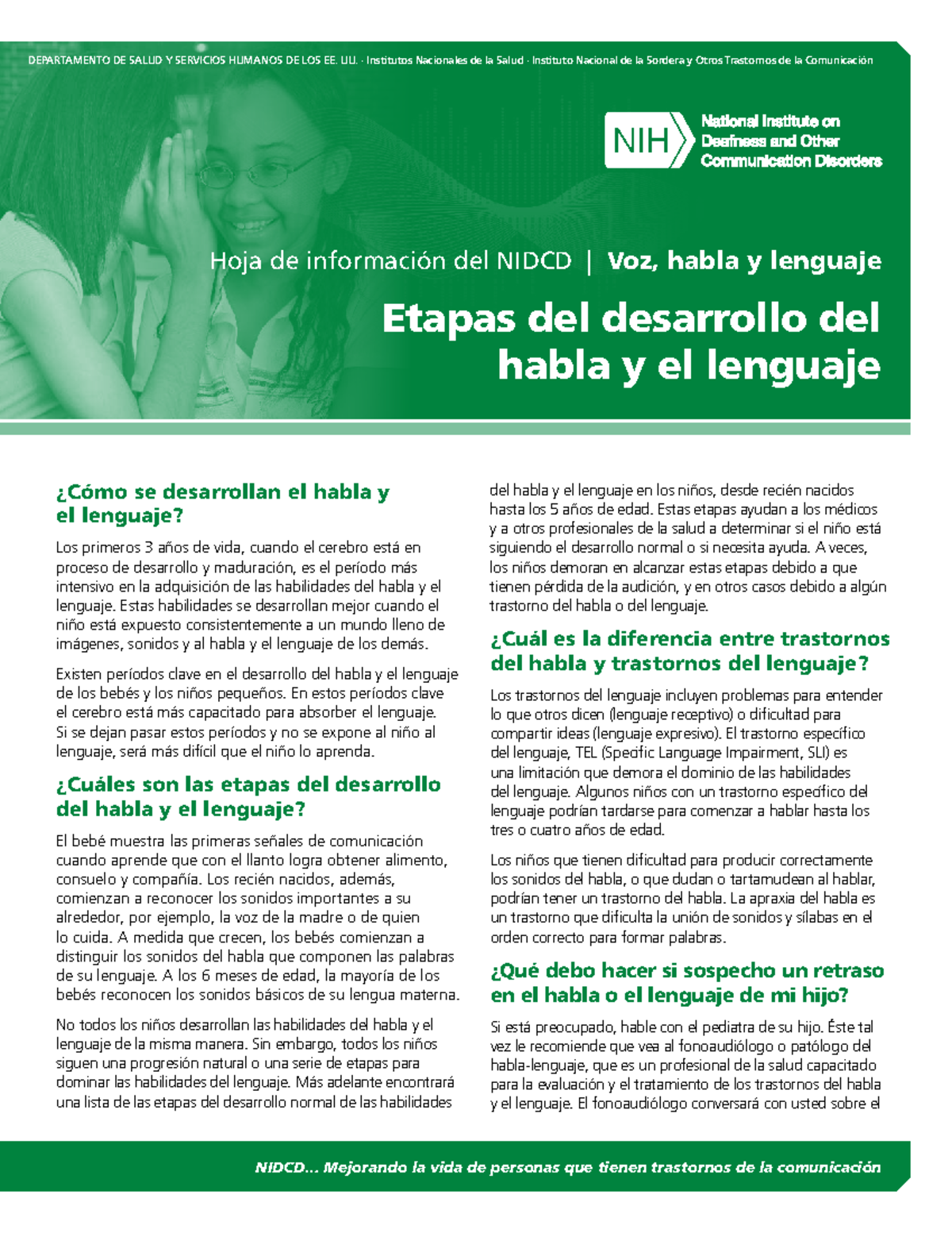 Speech And Language Developmental Milestones-Spanish - NIDCD ...