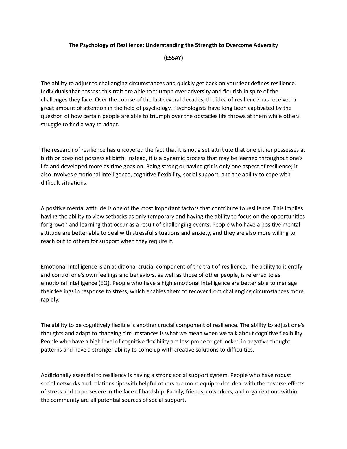 conclusion for overcoming adversity essay