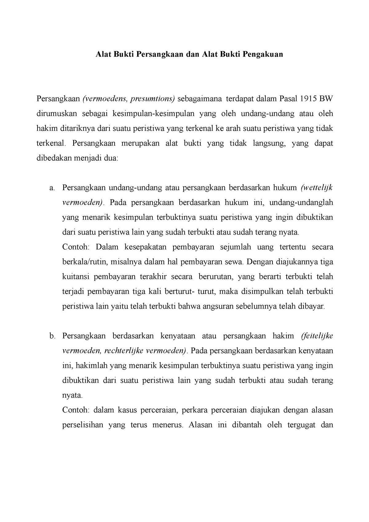 Alat Bukti Persangkaan Dan Alat Bukti Pengakuan - Alat Bukti ...