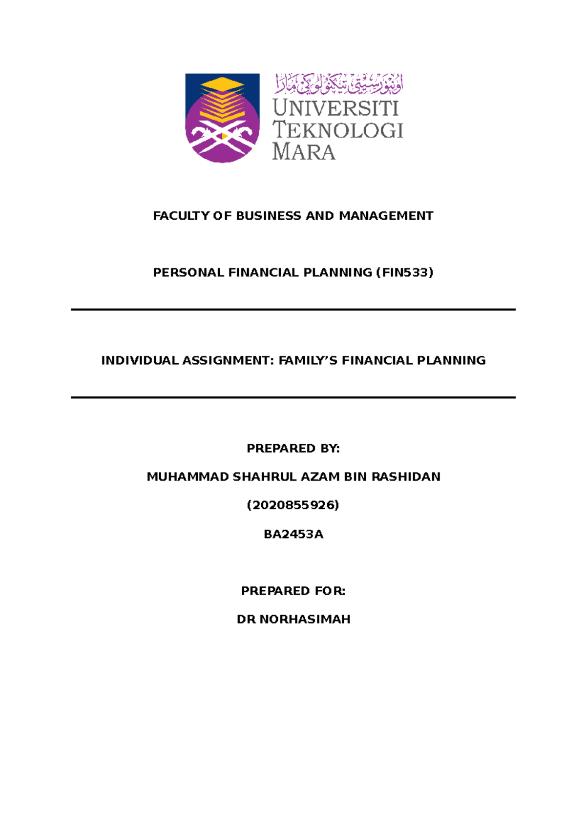 individual assignment fin533