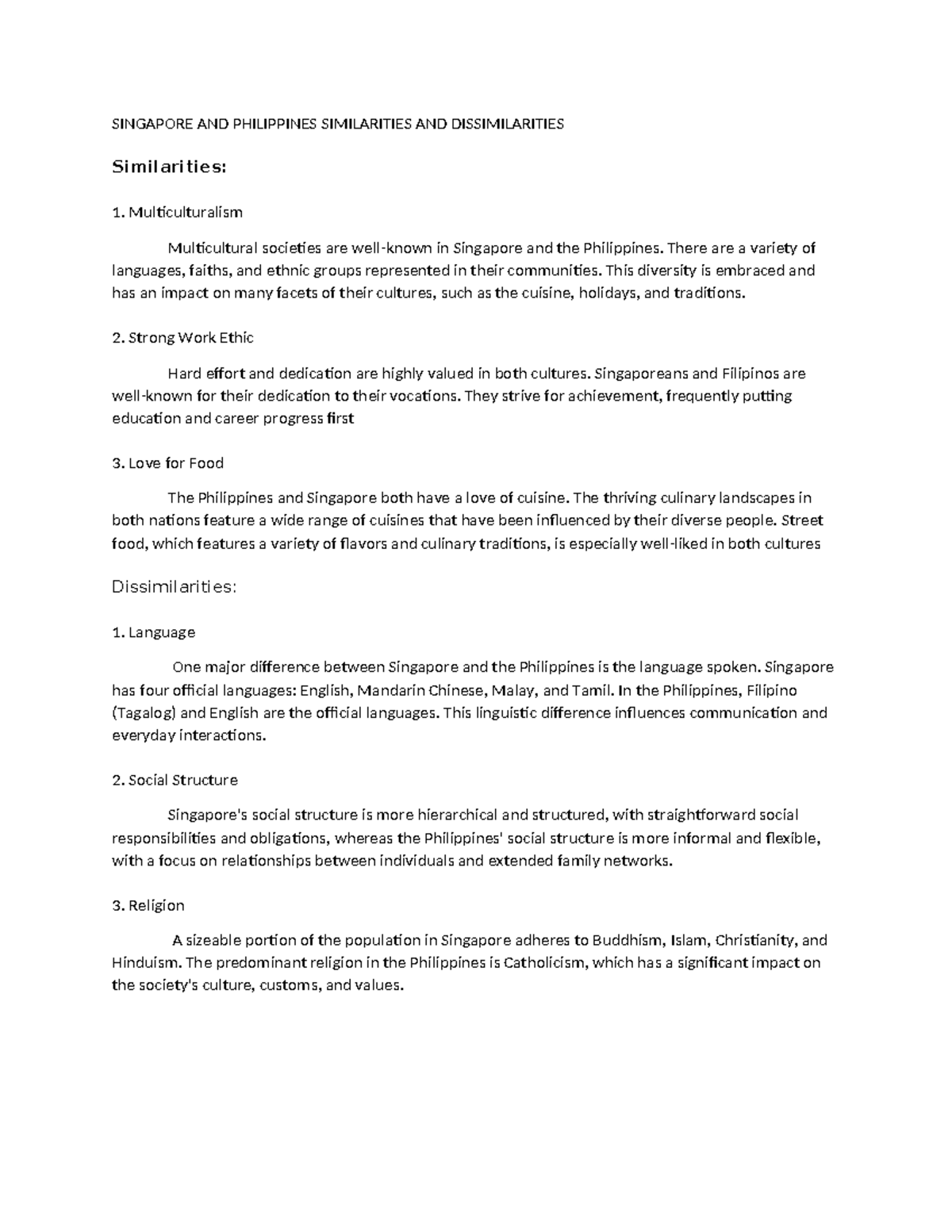 Activity 8 Ethics - SINGAPORE AND PHILIPPINES SIMILARITIES AND ...