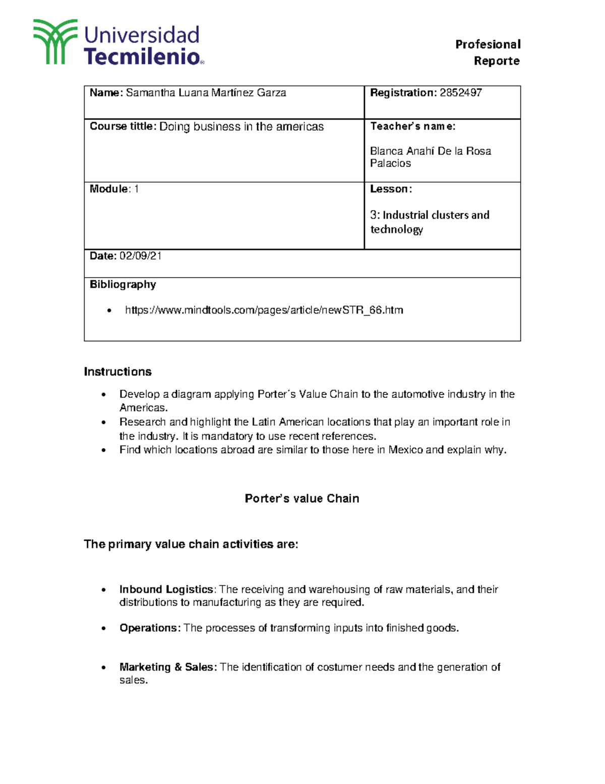 Activity 2 DOING BUSINESS IN AMERICA - Profesional Reporte Name ...