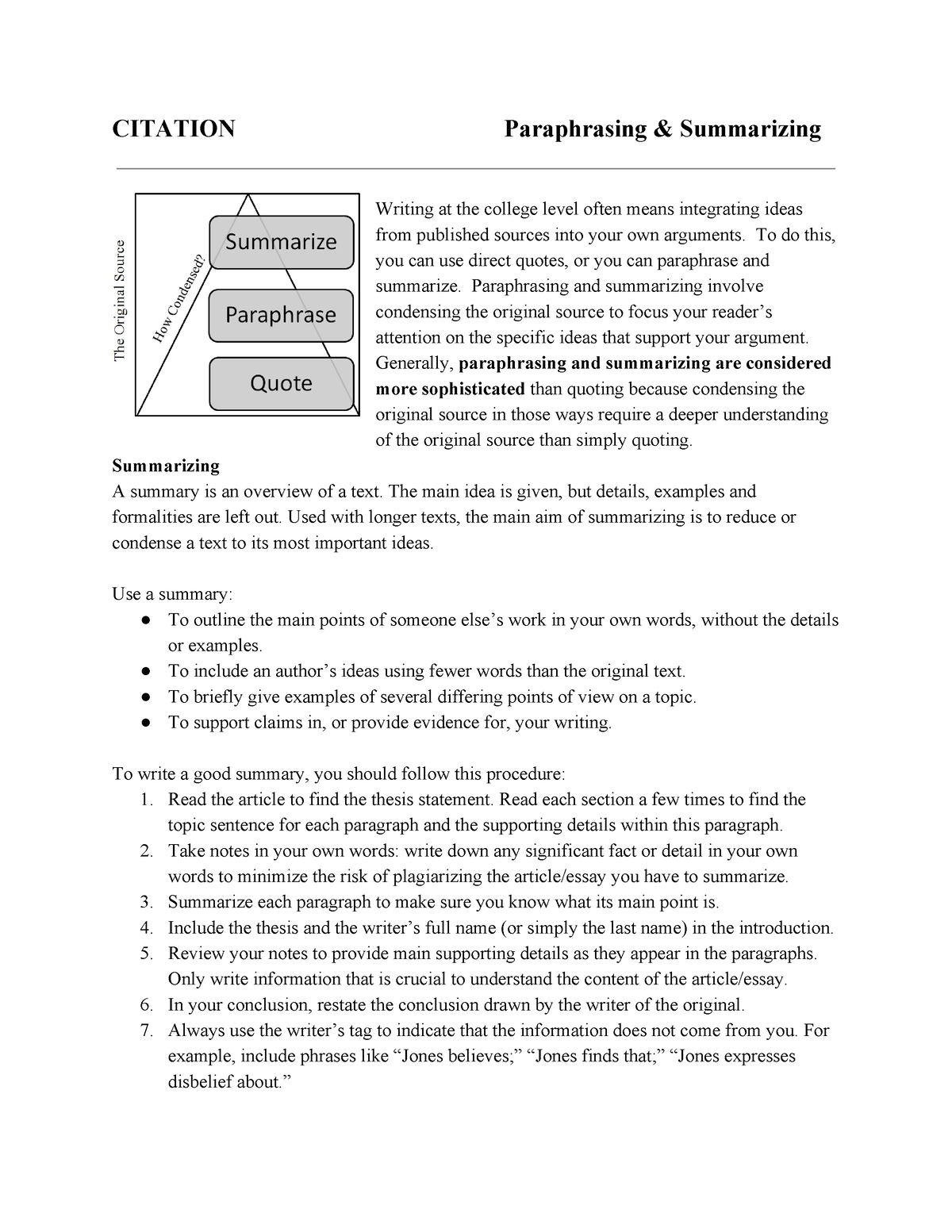 paraphrasing and summarizing a political speech assignment