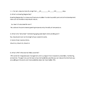 Plant Science Final - a. processing into cereal, flour, etc. b ...