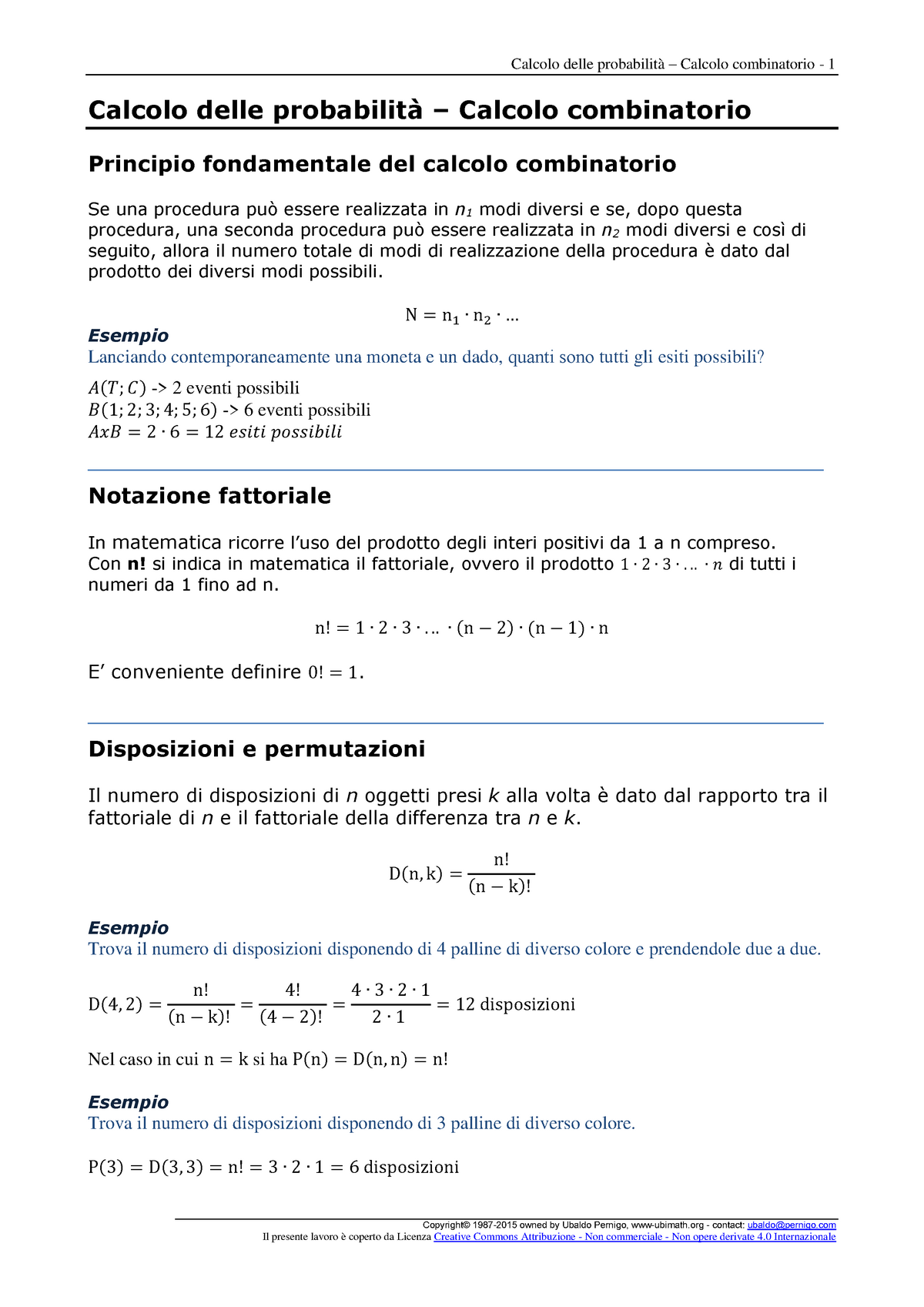 Probabilità E Calcolo Combinatorio Fatte A Lezioni - Calcolo Delle ...