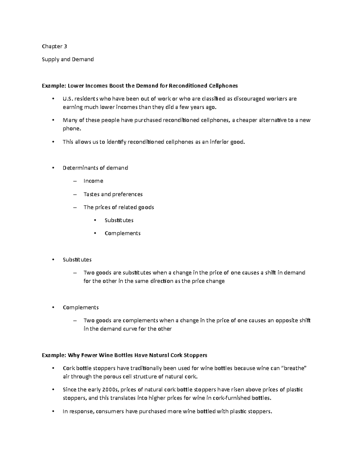 Chapter 3 - Lecture Notes 3 - Chapter 3 Supply and Demand Example ...