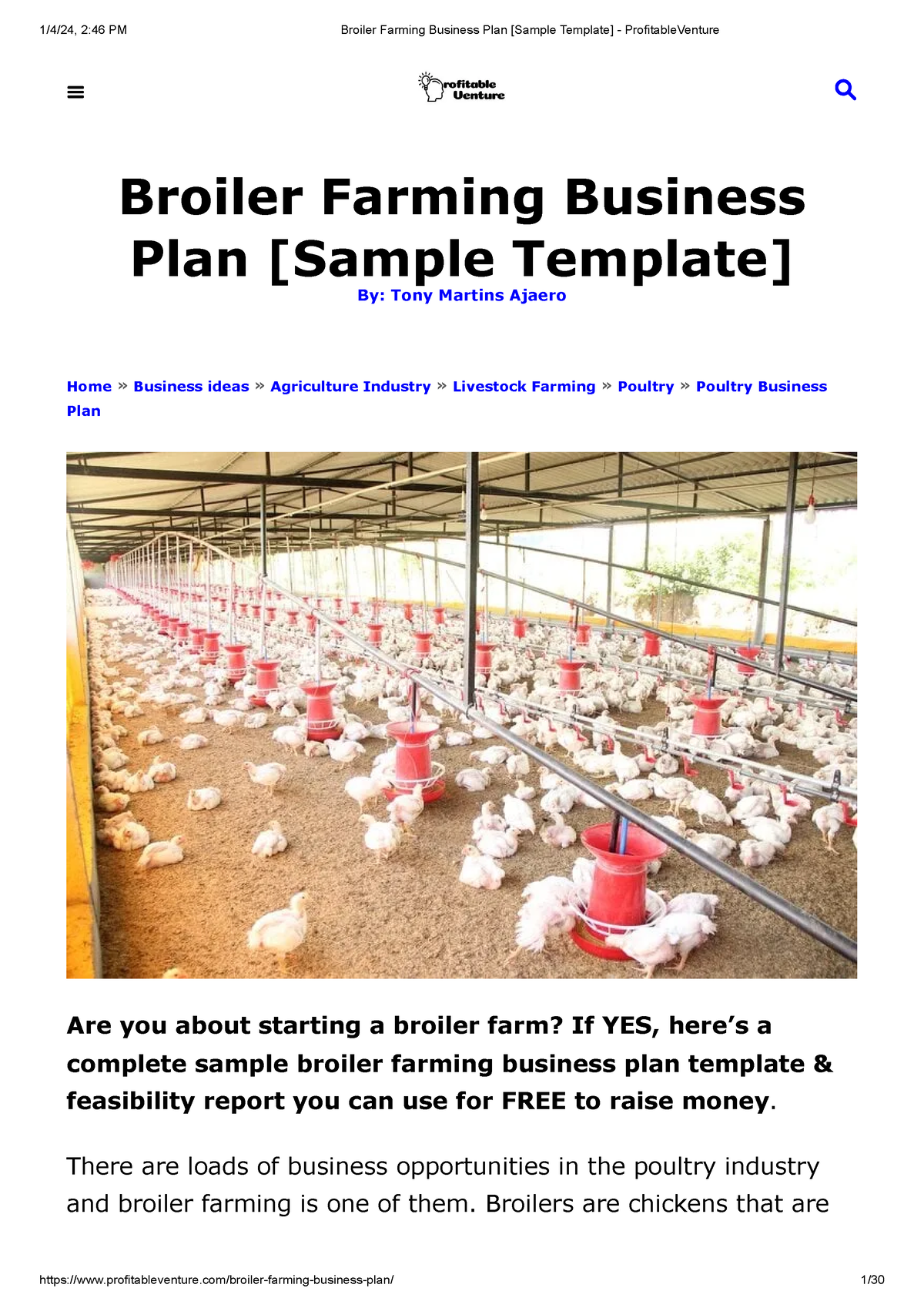 business plan on broiler production