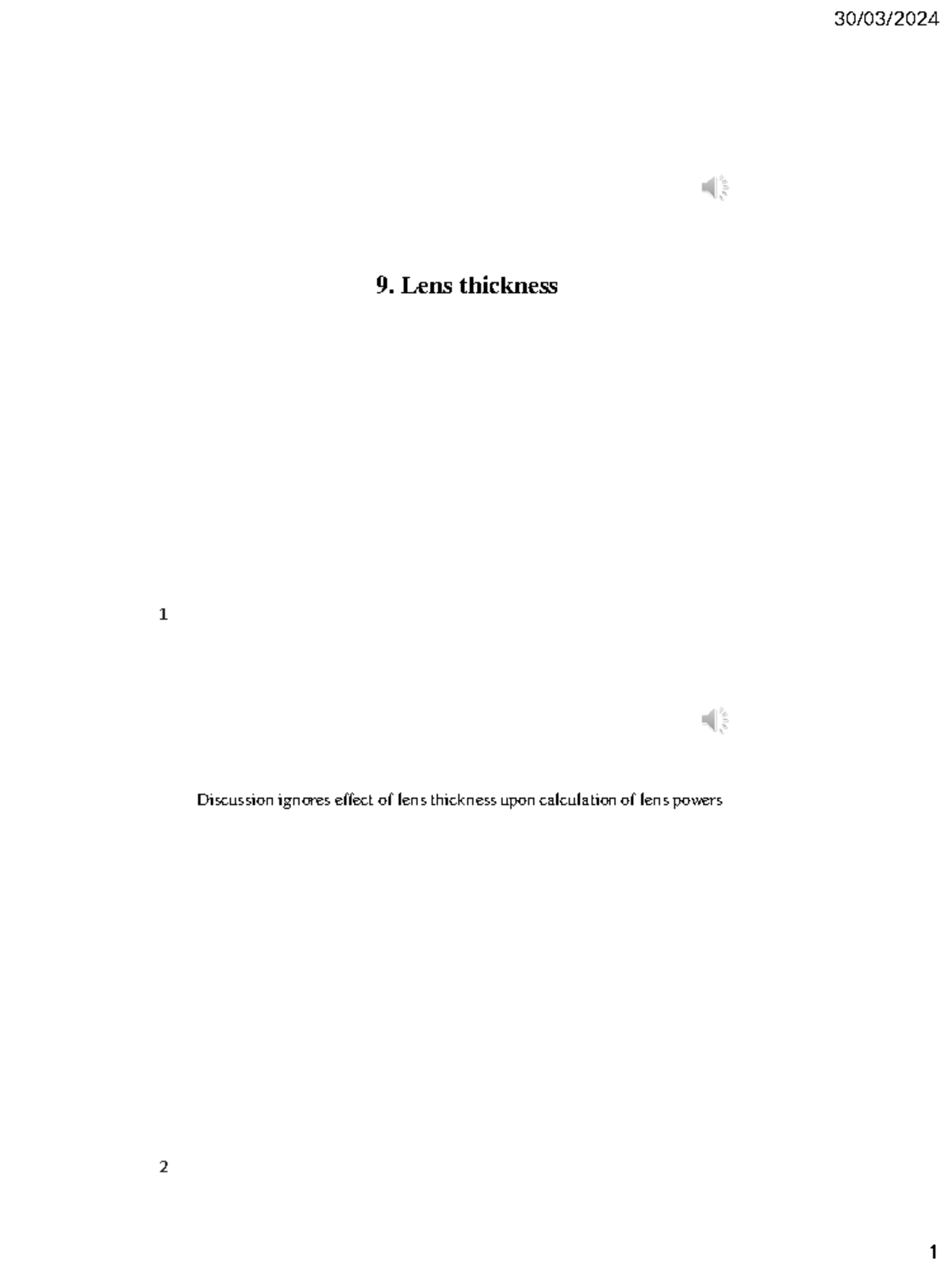 09 Lens thickness-2 - 9. Lens thickness Discussion ignores effect of ...