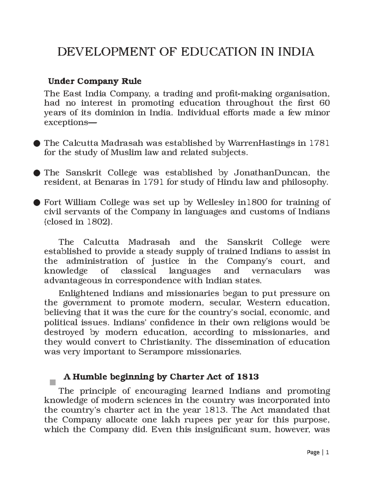 Development OF Education IN India - History of Modern India - Studocu