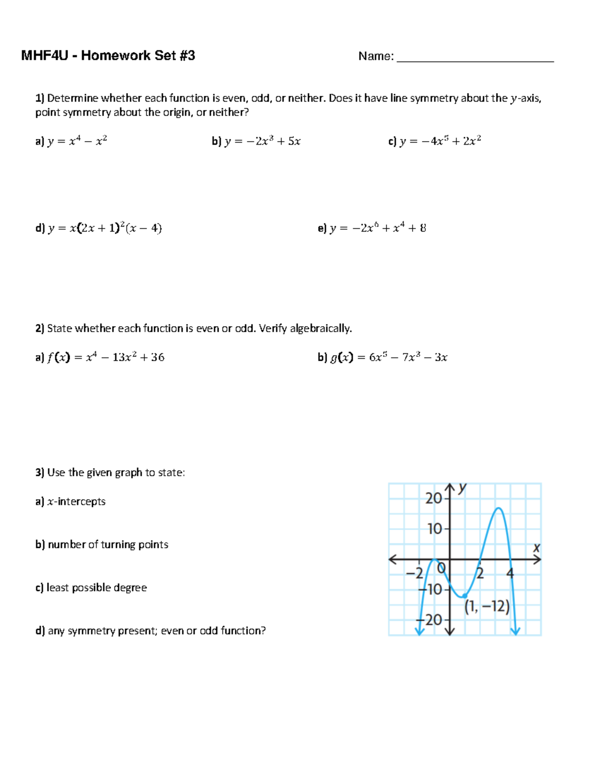 homework 3 polynomial functions