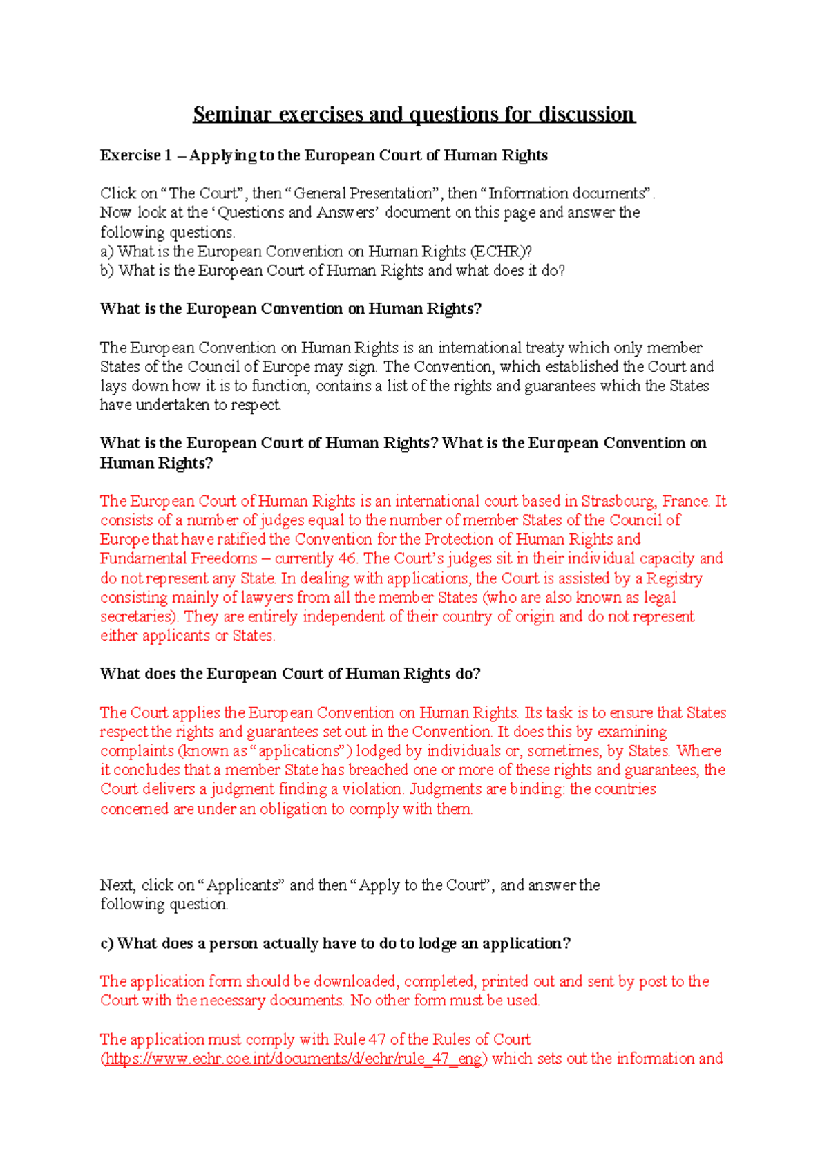 Human Rights - Seminar 2 - Seminar exercises and questions for ...