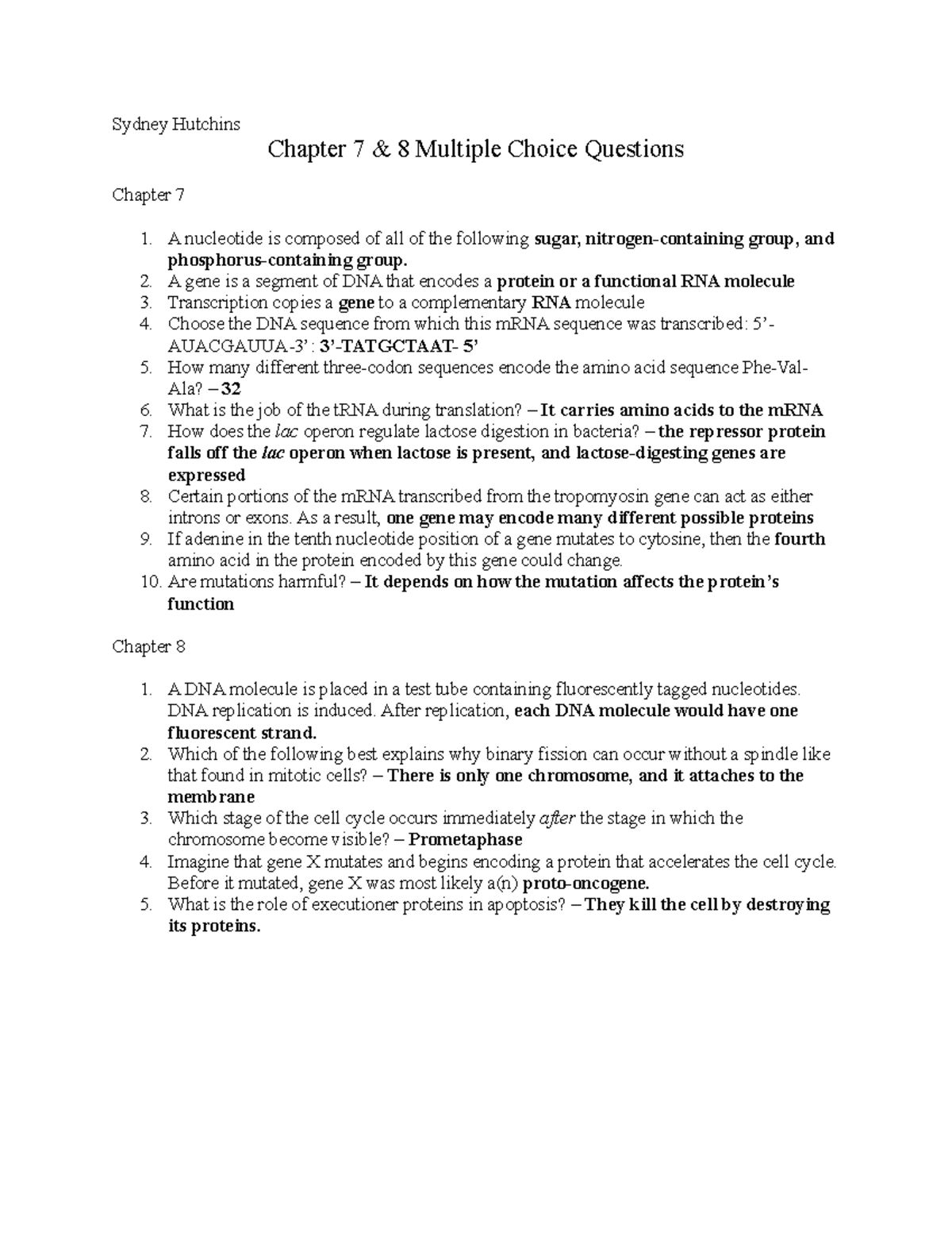 Ch. 7 And 8 Multiple Choice - Sydney Hutchins Chapter 7 & 8 Multiple ...