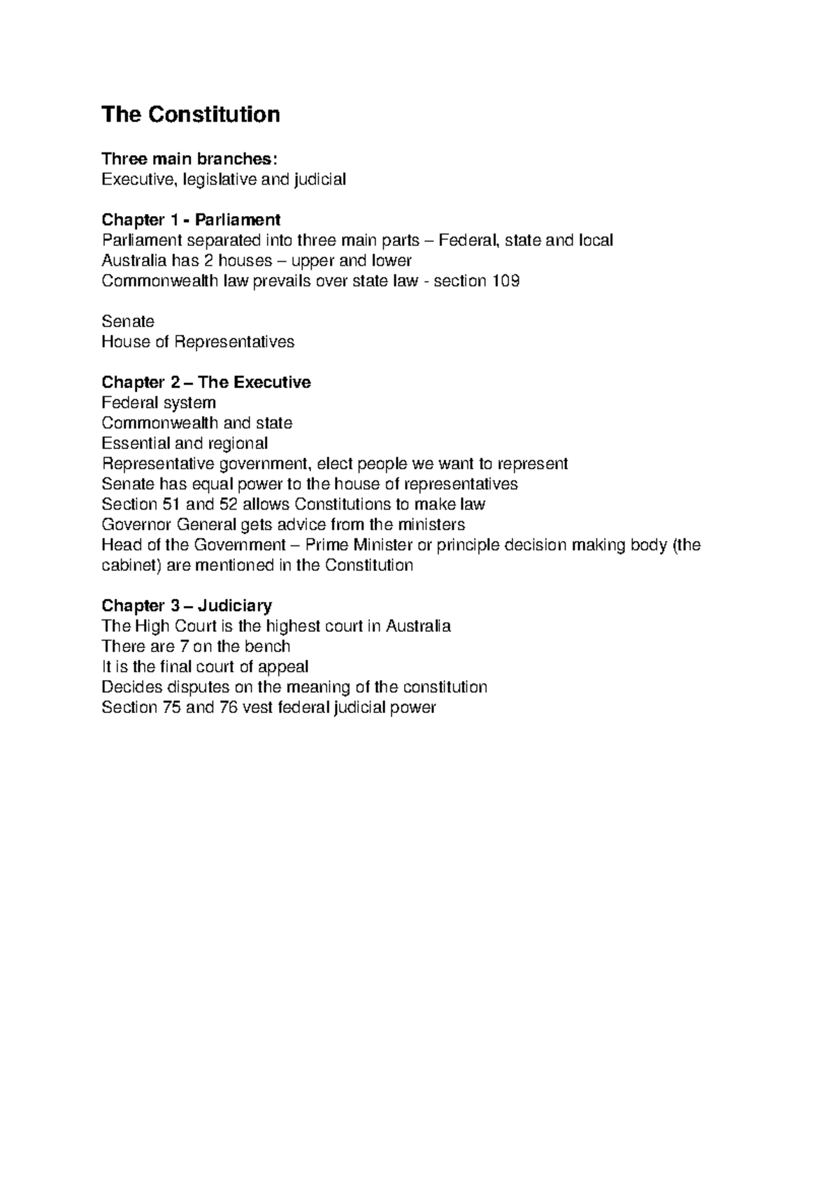 The Constitution - The Constitution Three main branches: Executive ...
