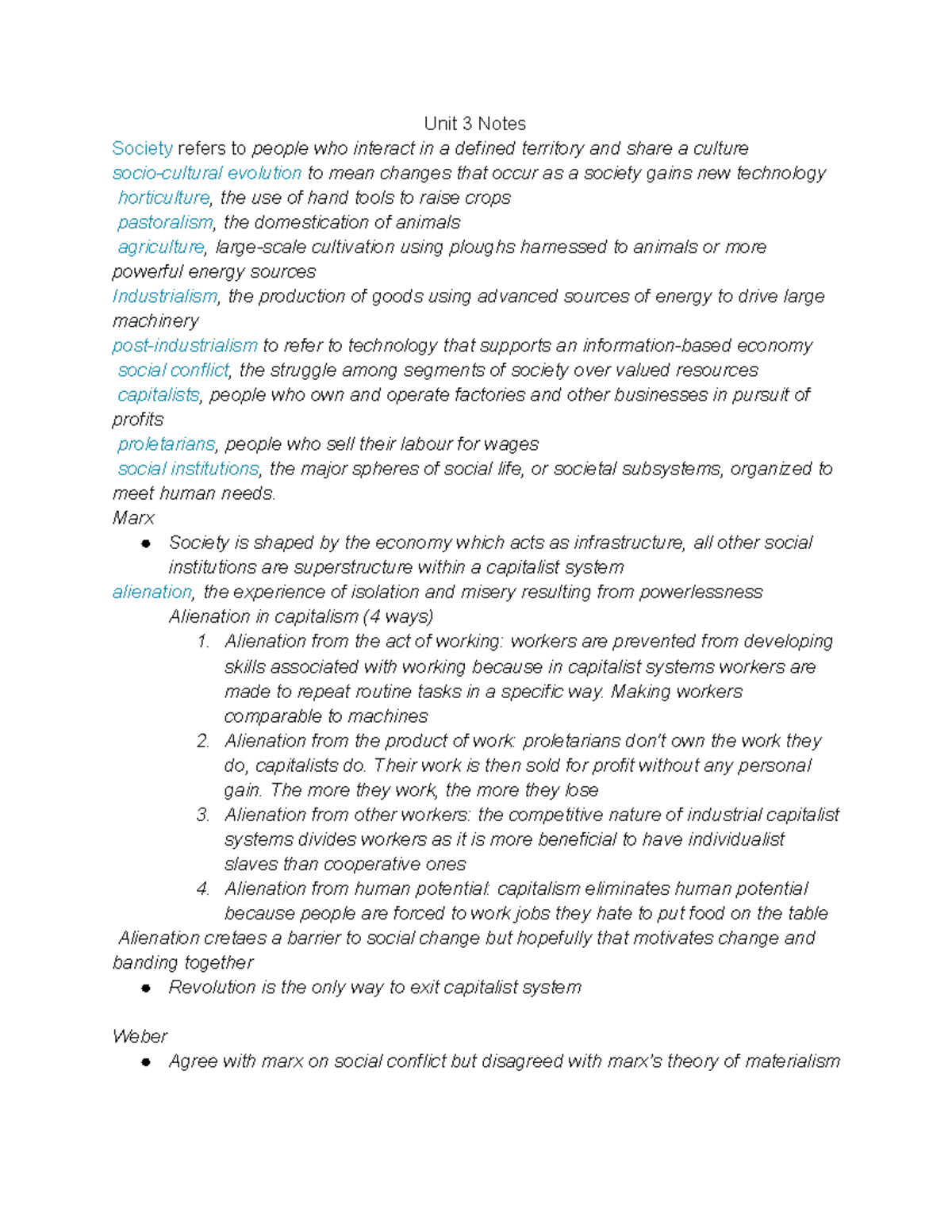 Soc 1100 Notes - definitions and concepts from textbook readings - Unit ...