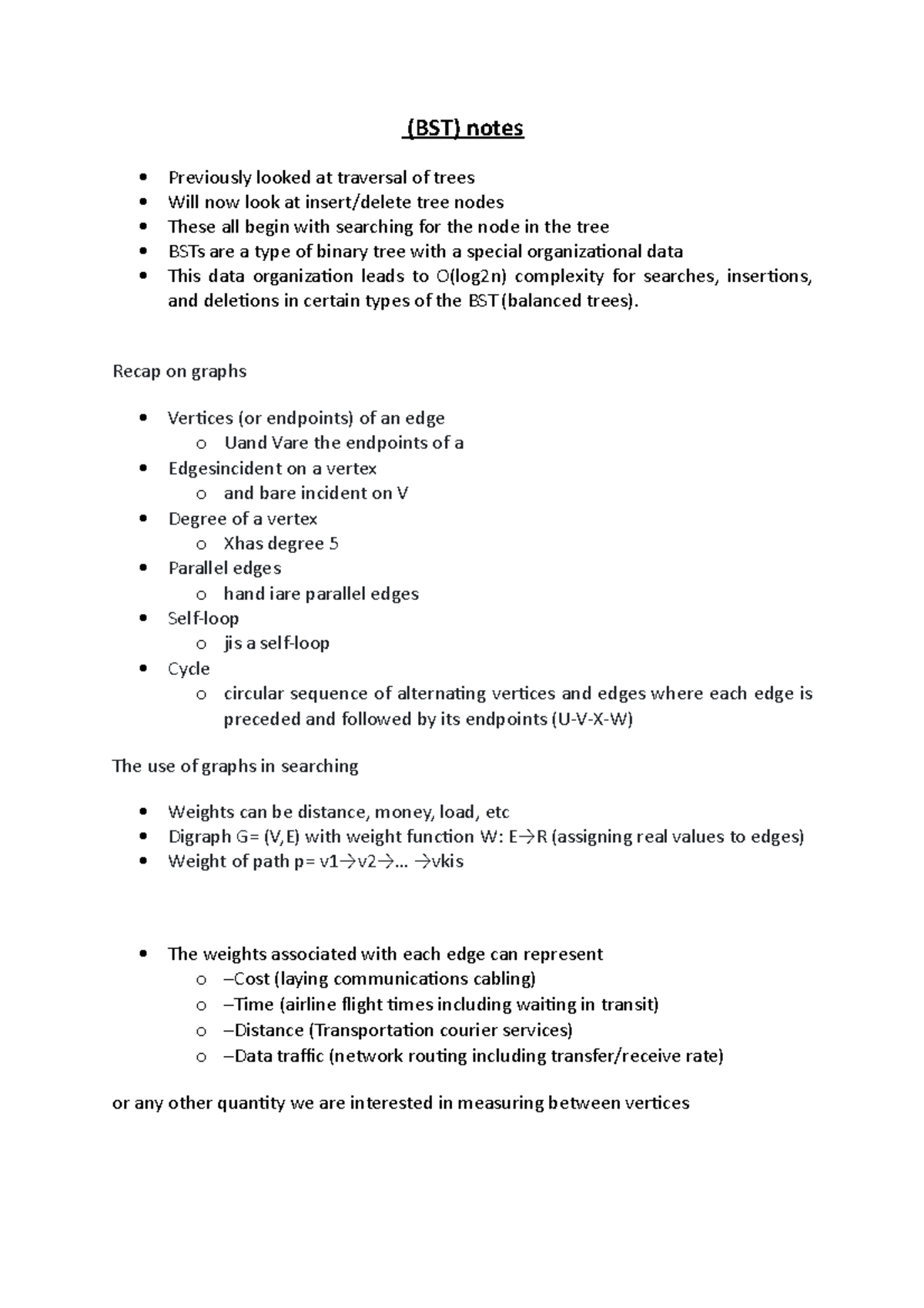 (BST) notes - (BST) notes Previously looked at traversal of trees Will ...