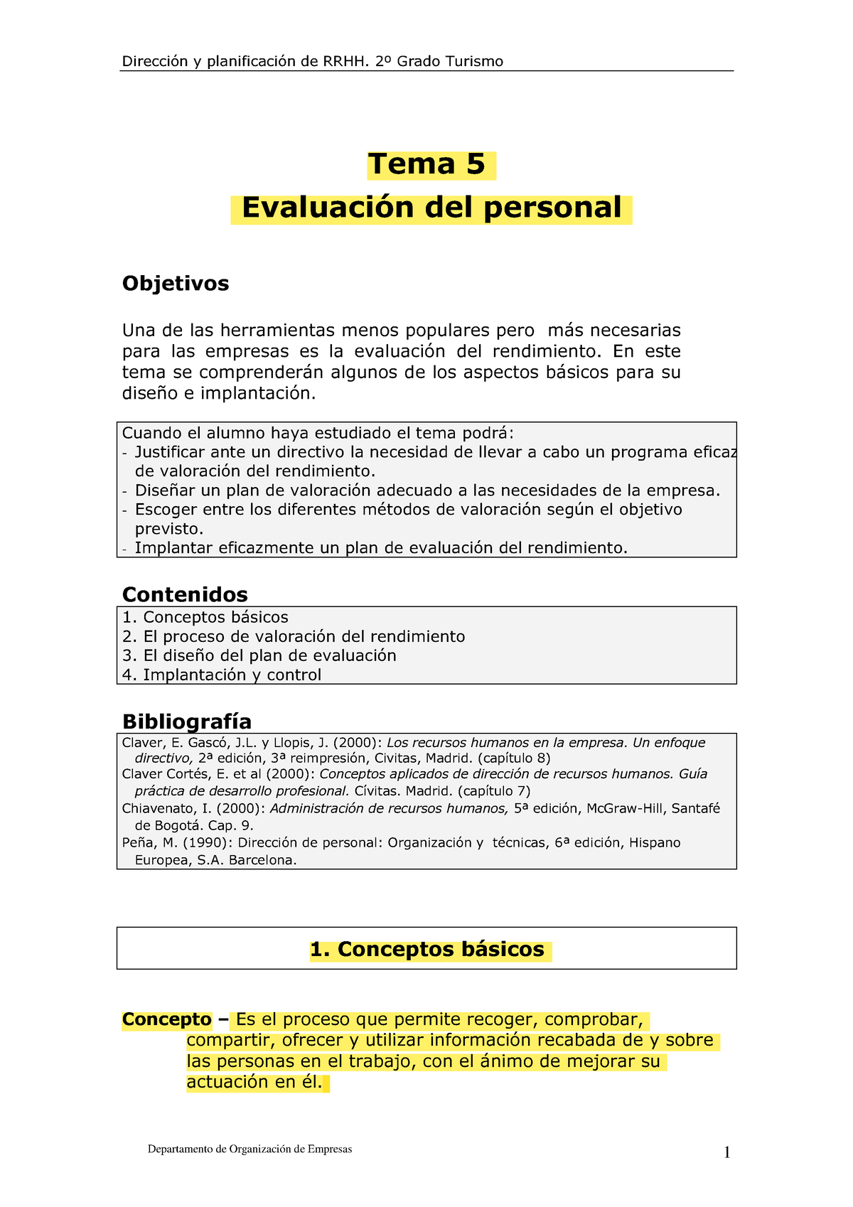 Temas RRHH Examen - Dirección Y Planificación De RRHH. 2º Grado Turismo ...