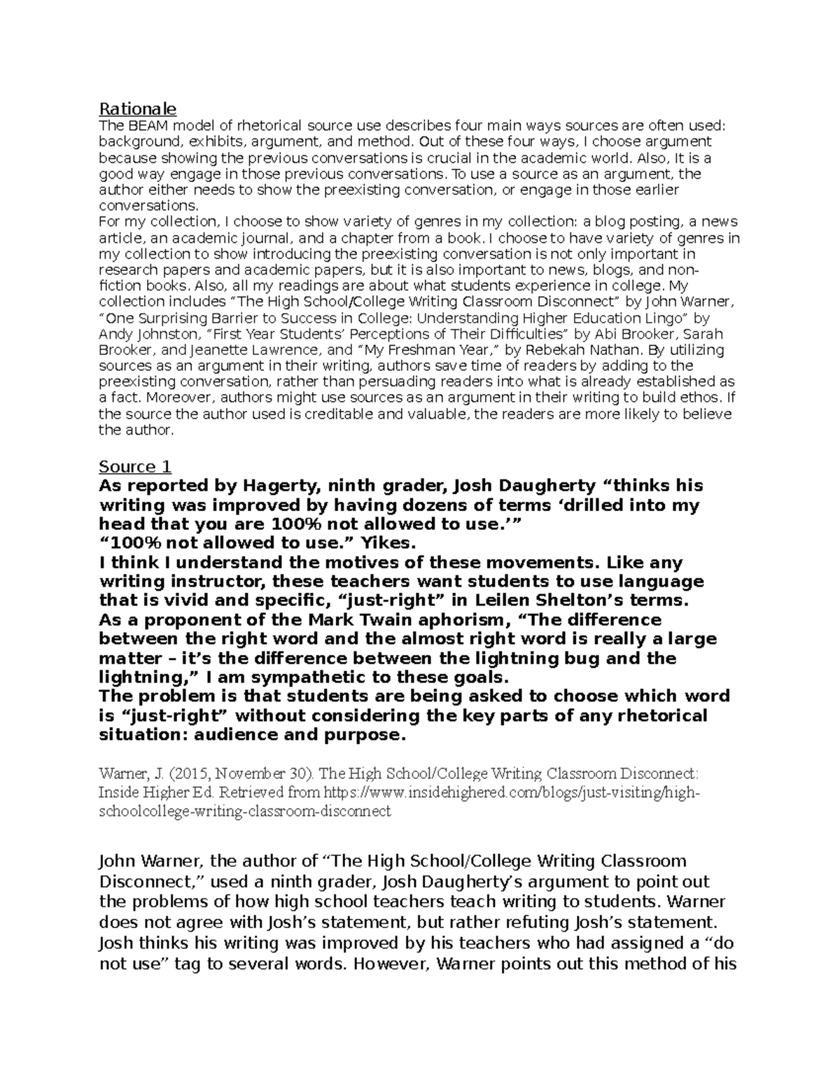 Curative Collection - Rationale The BEAM model of rhetorical source use ...