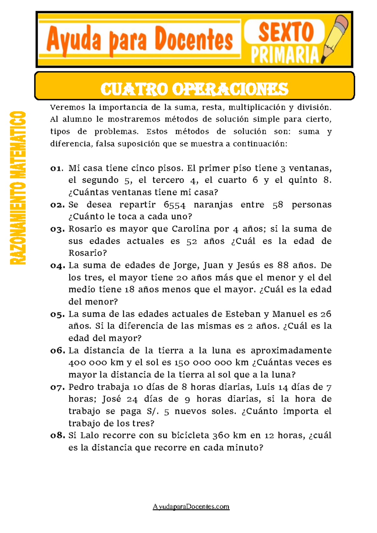 Las Cuatro Operaciones Para Sexto De Primaria Ayudaparadocentes Veremos La Importancia De La