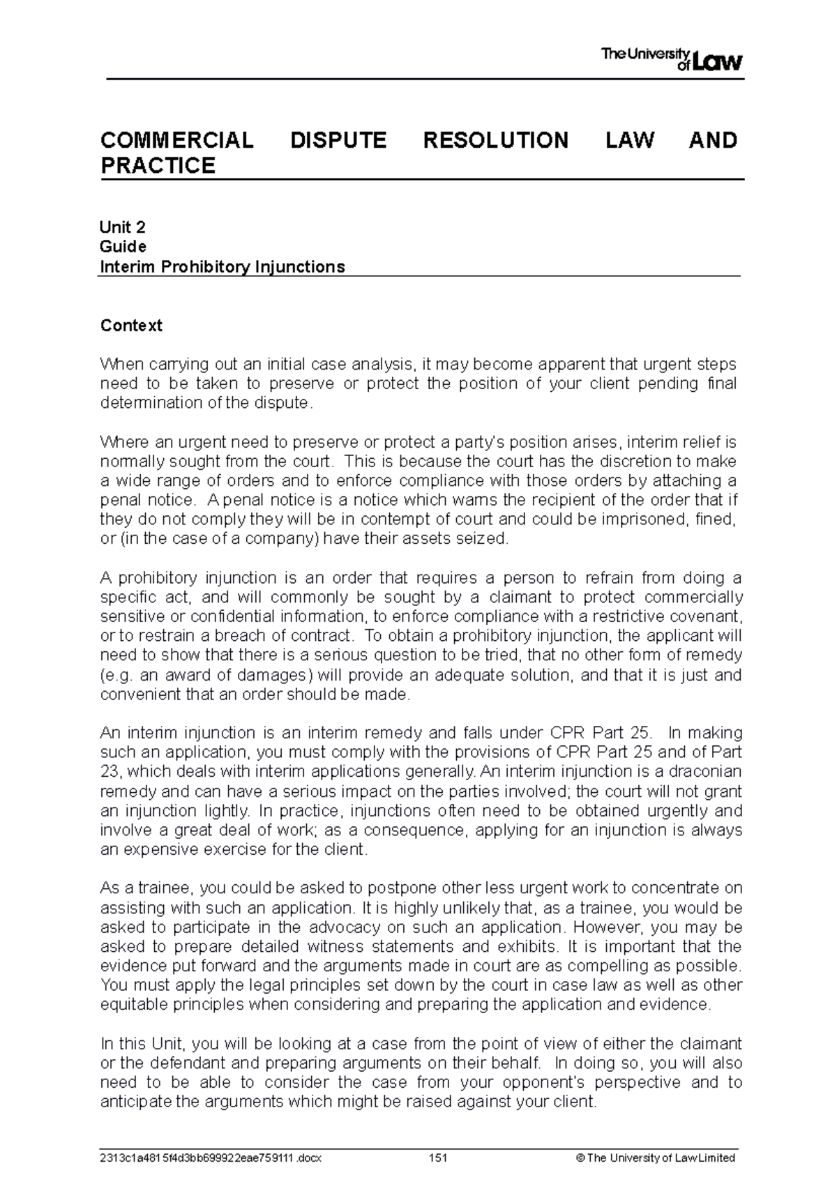 2122 cdr ws02 ce01 guide - COMMERCIAL DISPUTE RESOLUTION LAW AND ...