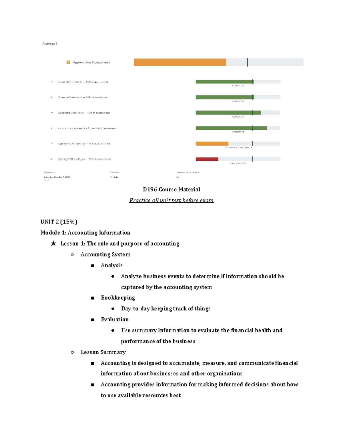 D196 Notes Revised - D196 Course Material Practice All Unit Test Before ...