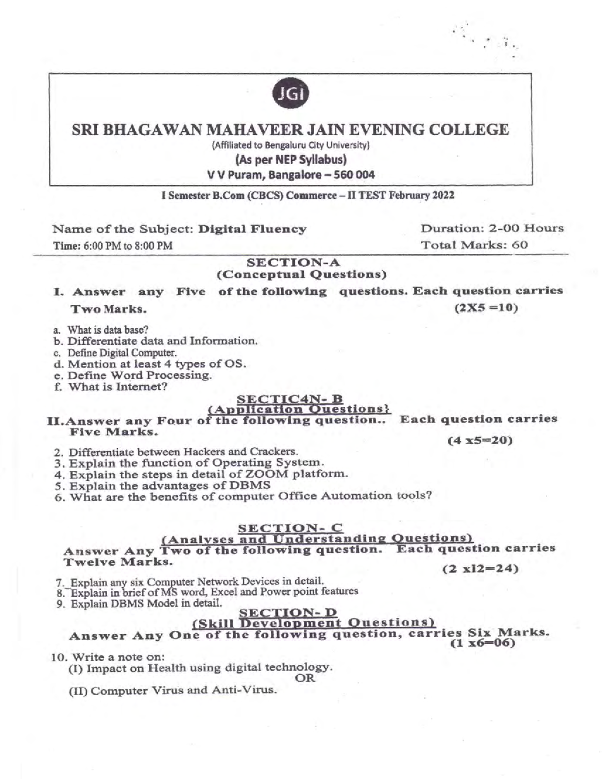 Nep-digital-fluency-bcom-semester-I - Bachelor of Business ...