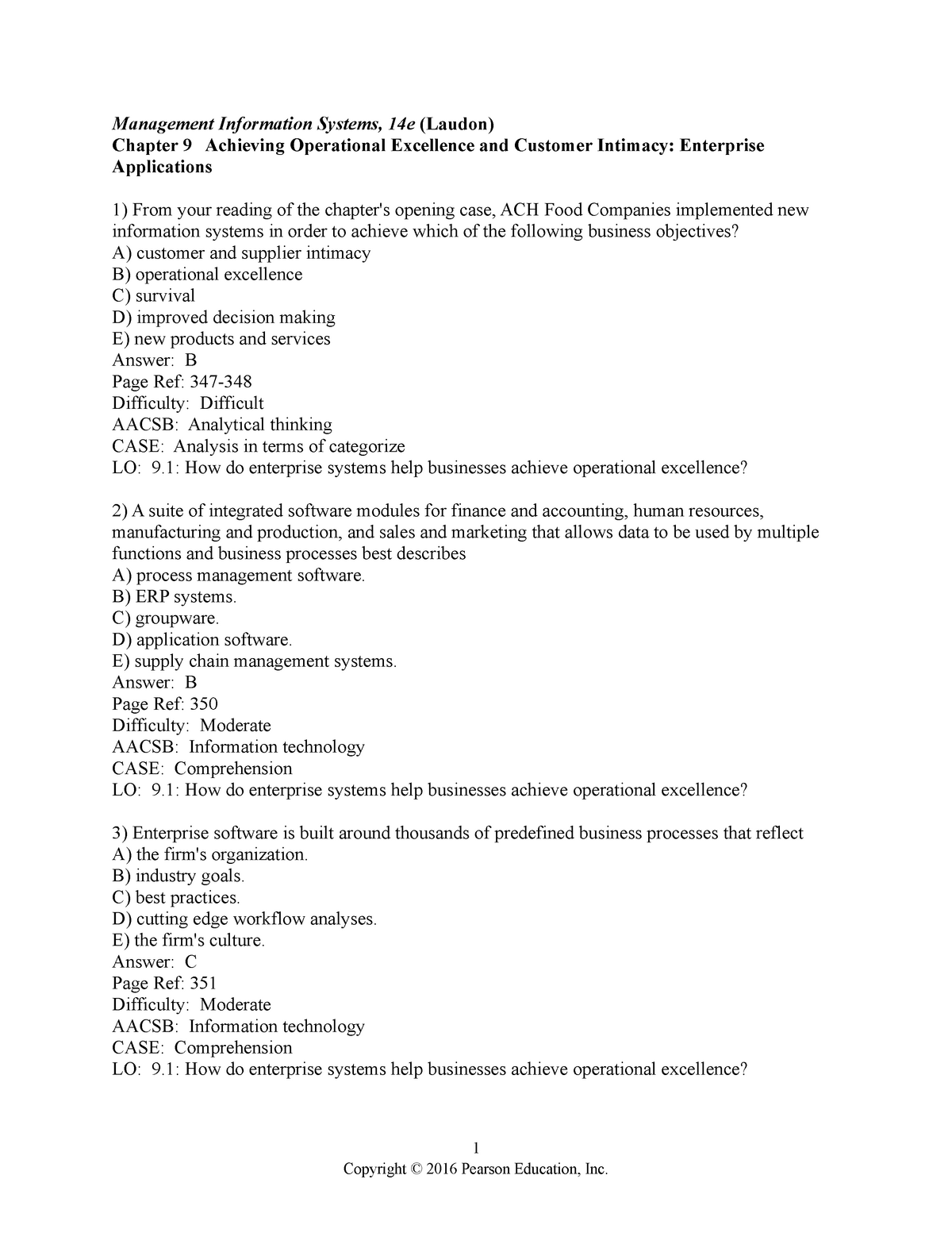 Chapter 9 - Test Bank - Management Information Systems, 14e (Laudon ...