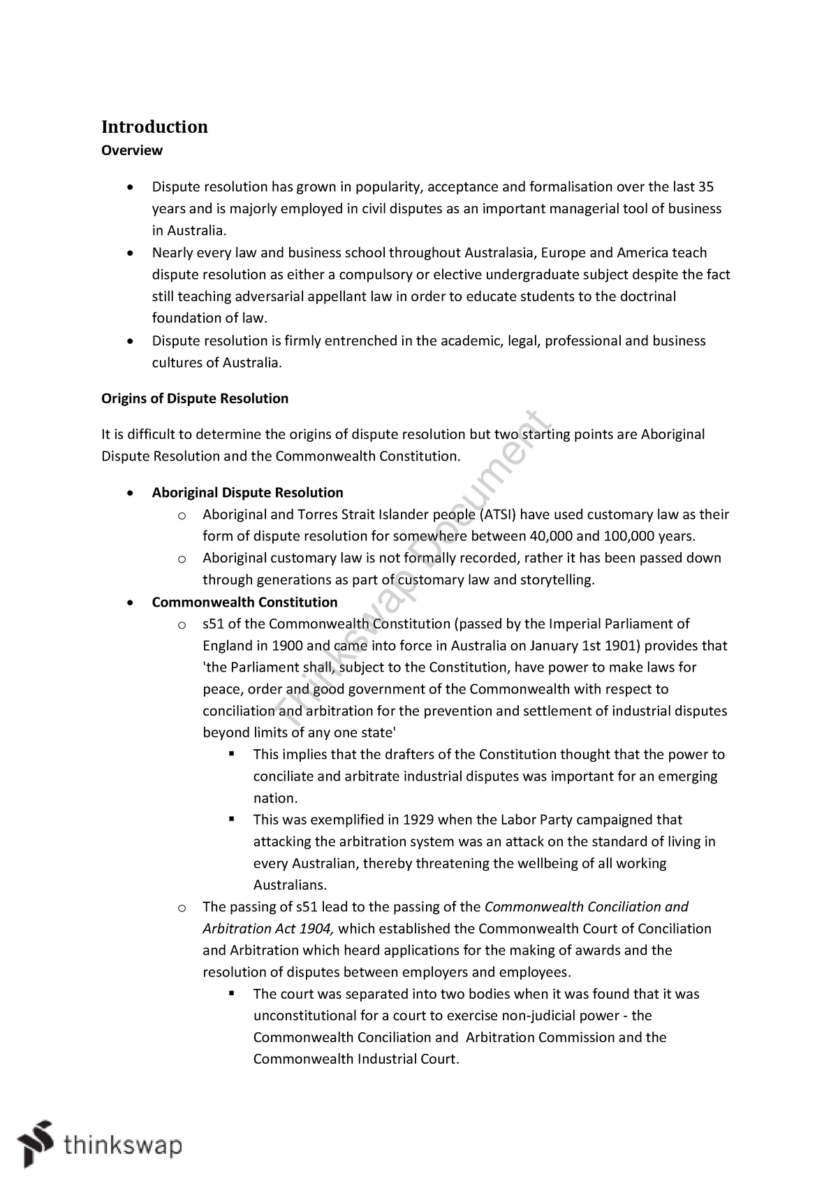 ADR Notes - Introduction Overview Dispute Resolution Has Grown In ...