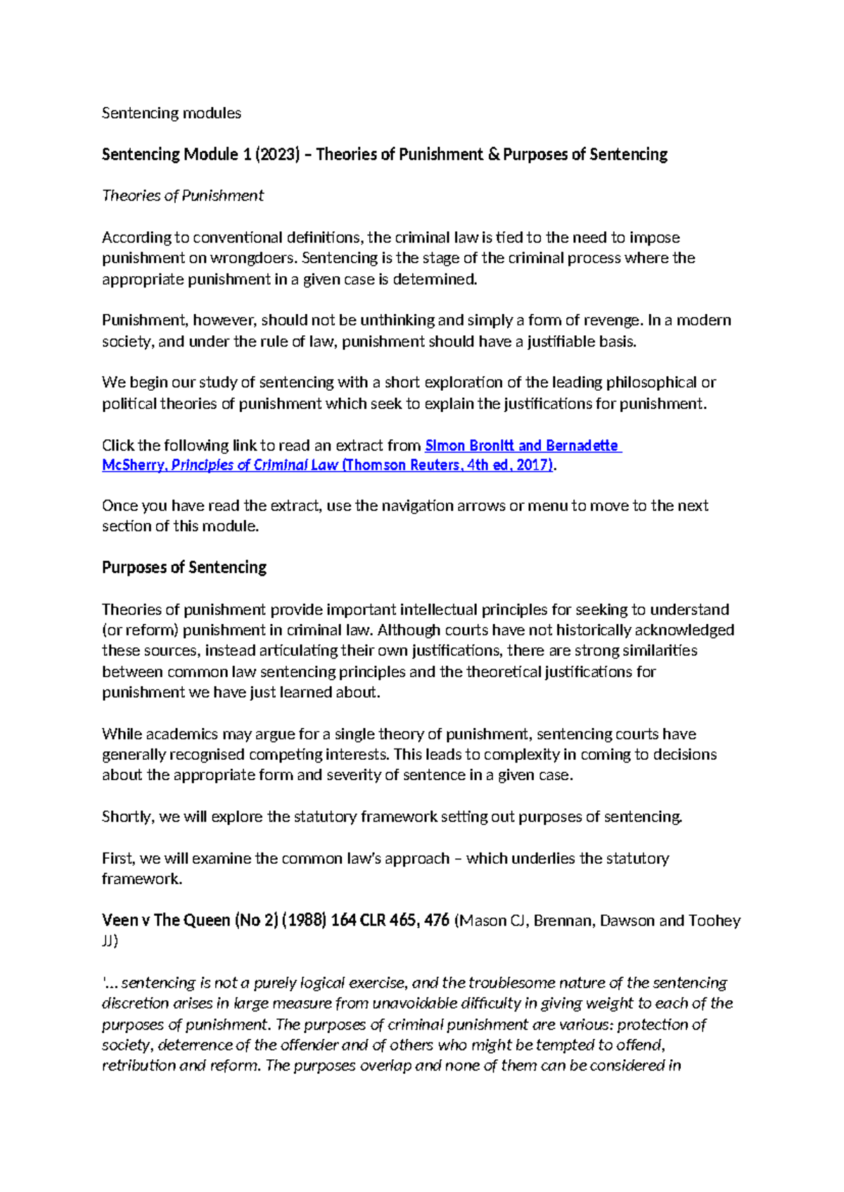 Sentencing modules - Sentencing modules Sentencing Module 1 (2023 ...