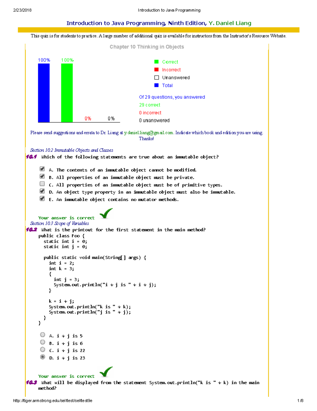 Solved MCQ (Thinking in Objects) - Introduction to Java Programming ...