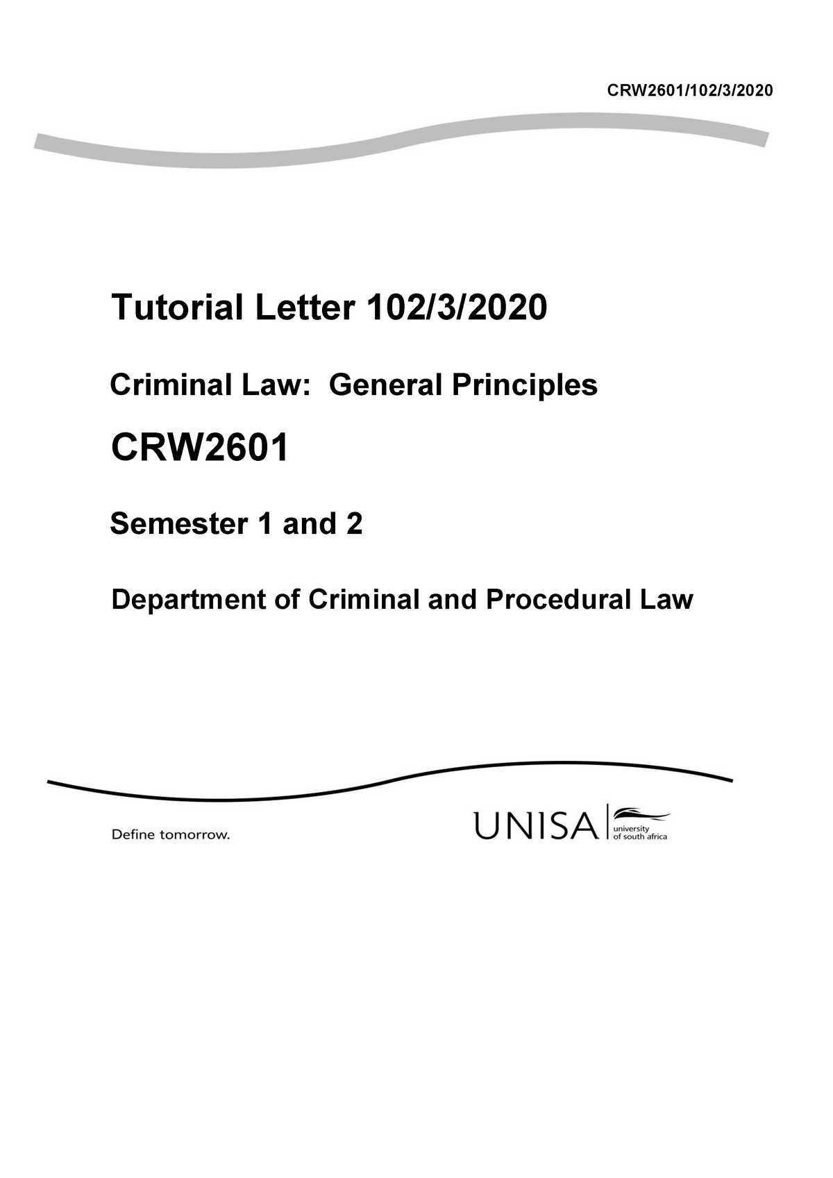 CRW2601 TL 102 2020 3 B - CRW2601/102/3/20 20 Tutorial Letter 102/3/20 ...