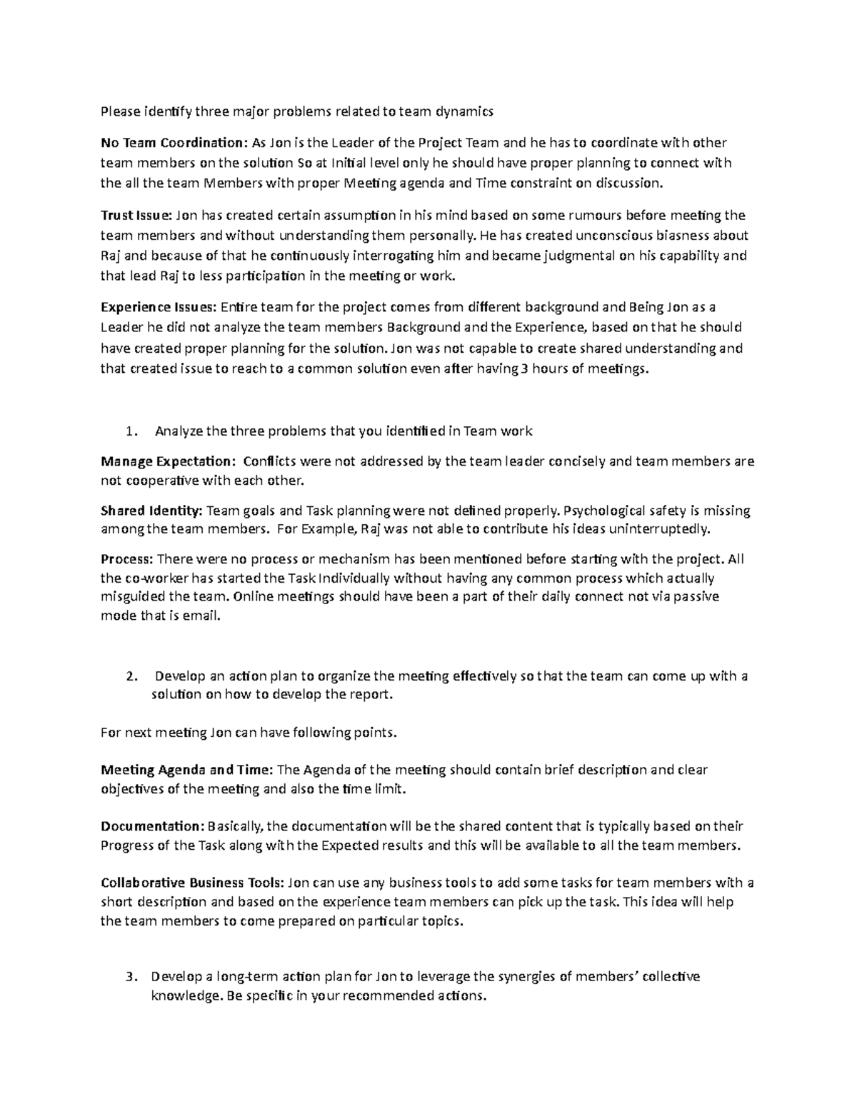 Leveraging diversity - Please identify three major problems related to ...