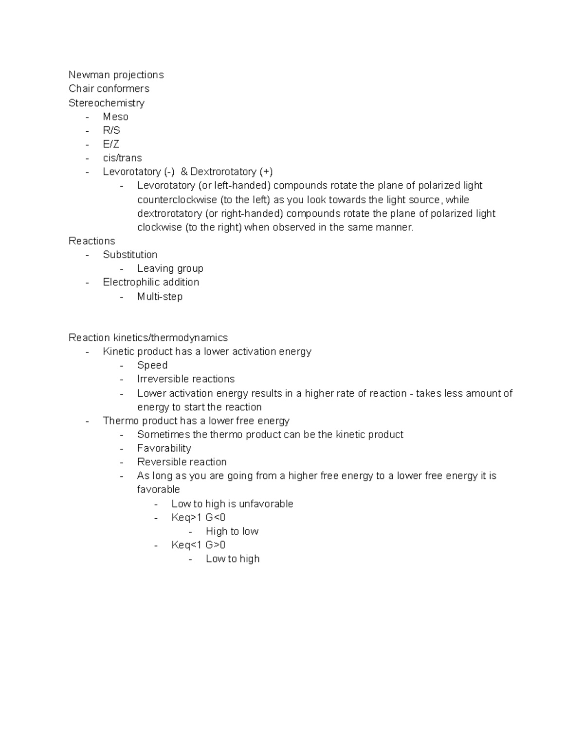 Chem 210 exam 2 study guide - Newman projections Chair conformers ...